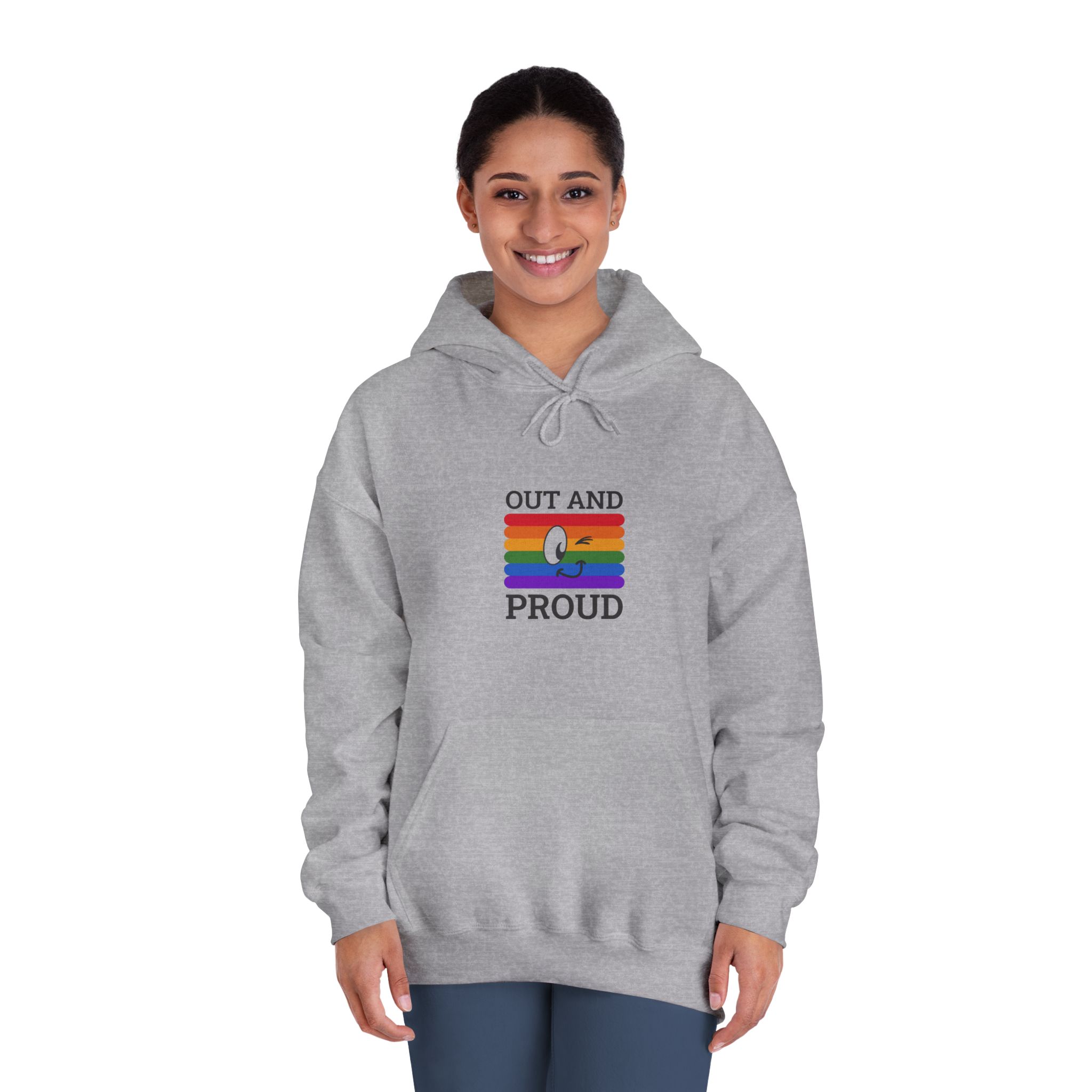 Out Proud Lgbtq Pride Month Quote Book Lover Rainbow Flag Hand Drawn Art White Background Unisex Dryblend Hooded Sweatshirt - Image 16