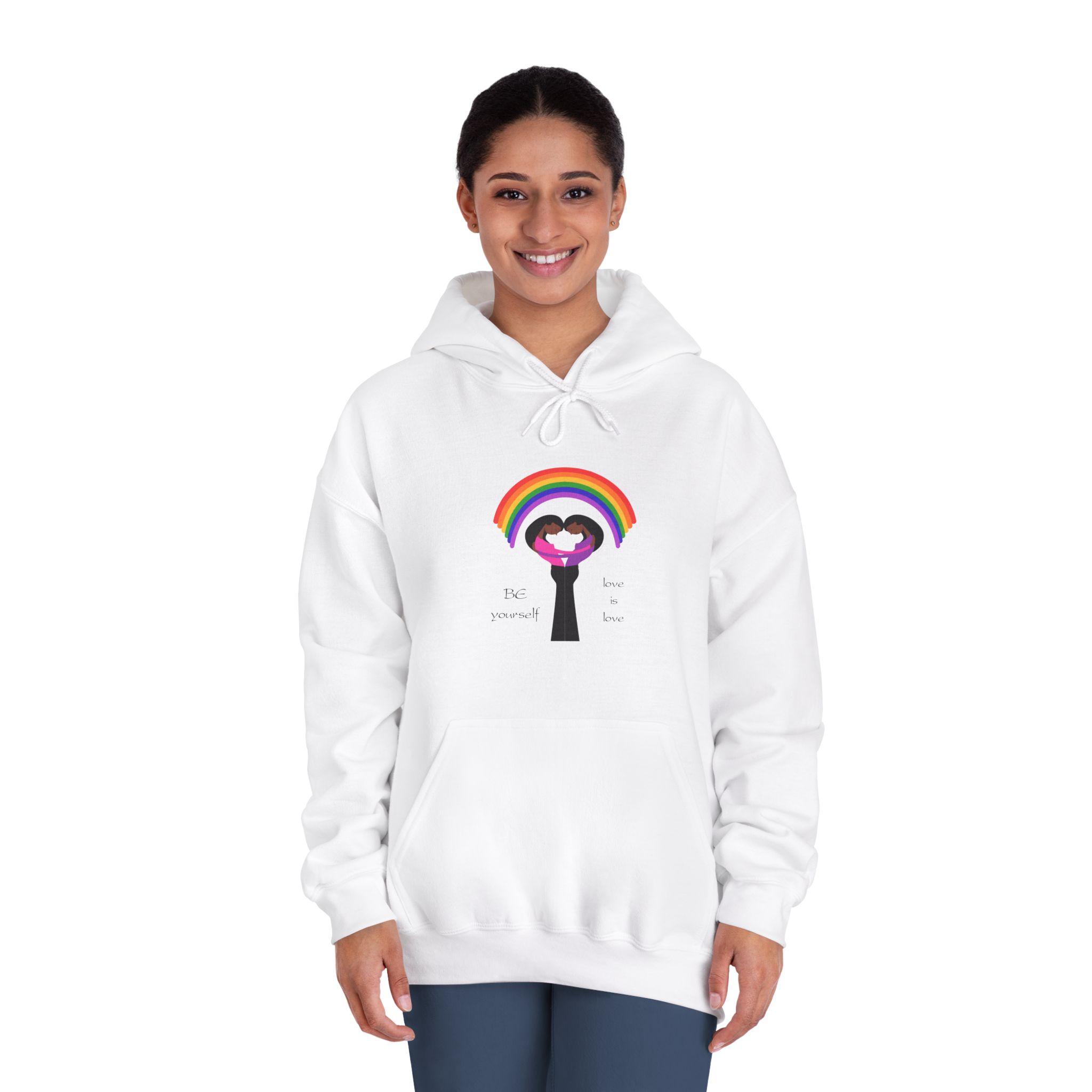 Poster Two Girls Hugging With Rainbow Unisex Dryblend Hooded Sweatshirt - Image 4