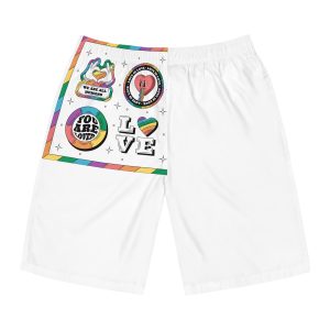 Hand Drawn Labels Collection Pride Month Celebration Mens Board Shorts Aop