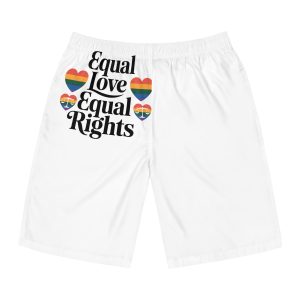 Equal Love Equal Rights T Shirt Design Isolated White Background Mens Board Shorts Aop