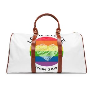 Lgbt Pride Month Love Is Love Lgbtq Symbol With Lgbt Pride Round Rainbow Flag With Heart Gay Pride Waterproof Travel Bag