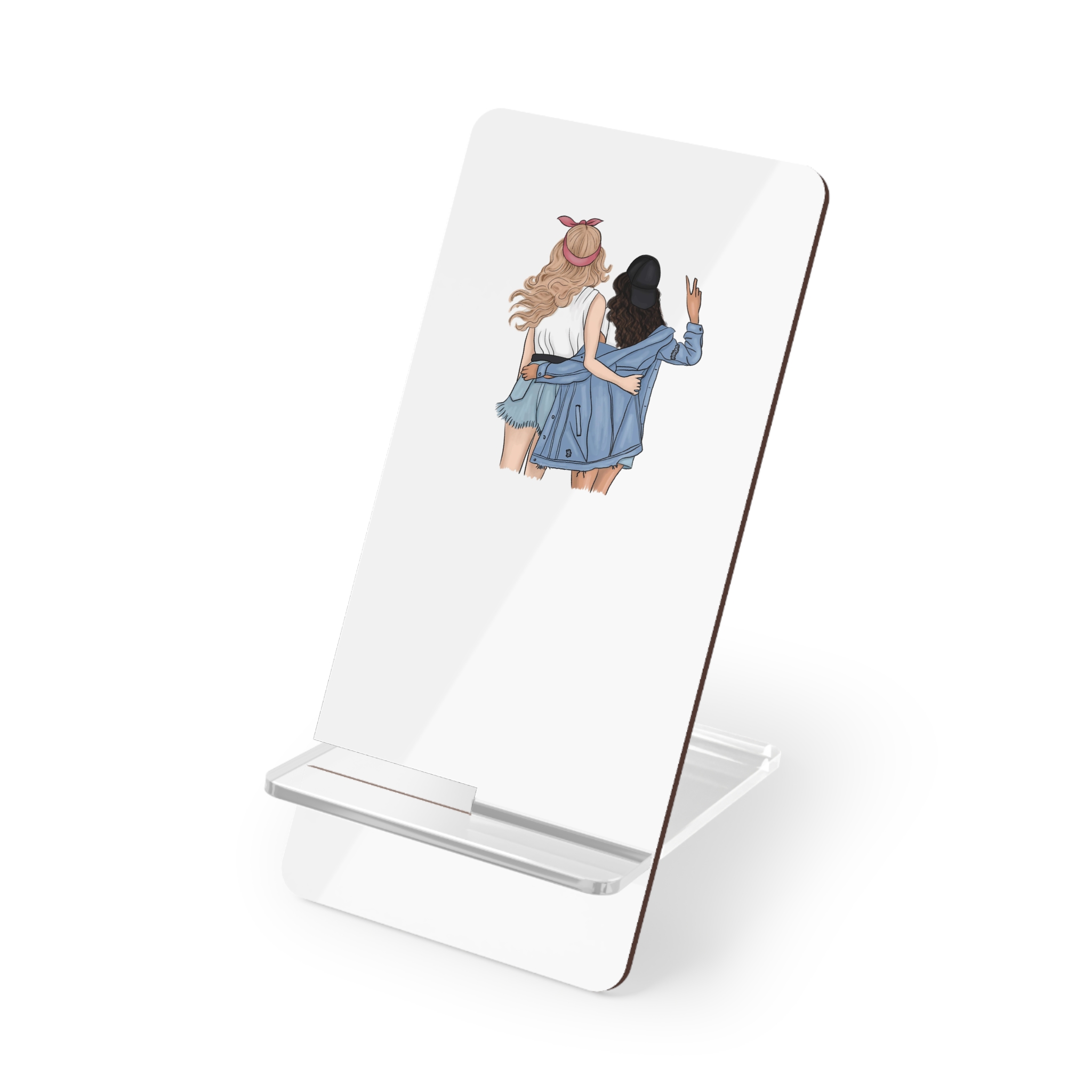 Friends Stand With Their Backs Mobile Display Stand For Smartphones