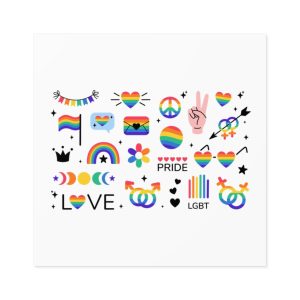 Lgbt Stickers Pack Doodle Style Lgbtq Set Lgbt Pride Community Symbols Rainbow Colored Element Laminate Stickers Square