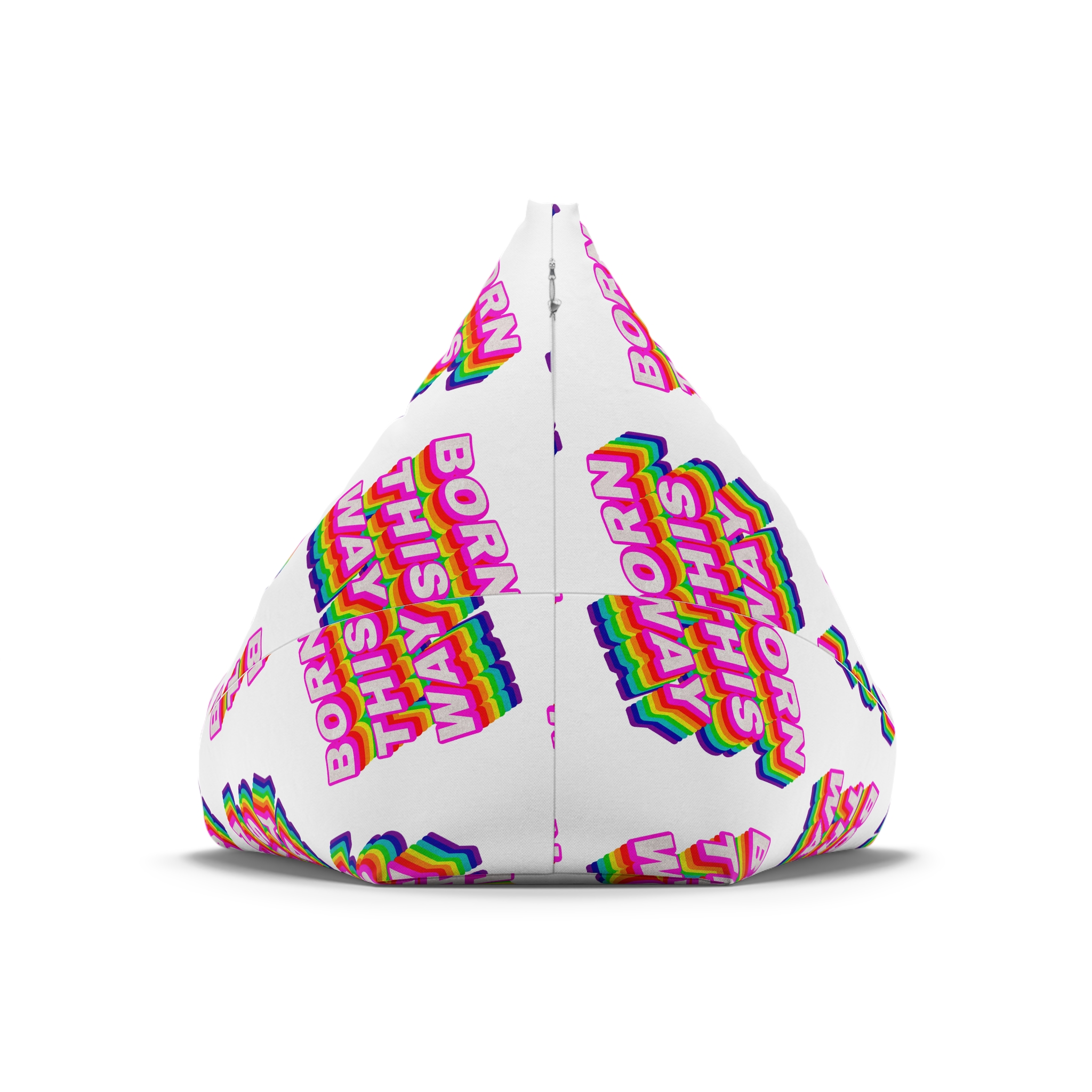 Rainbow Word Born This Way Typography Design Element Bean Bag Chair Cover - Image 6
