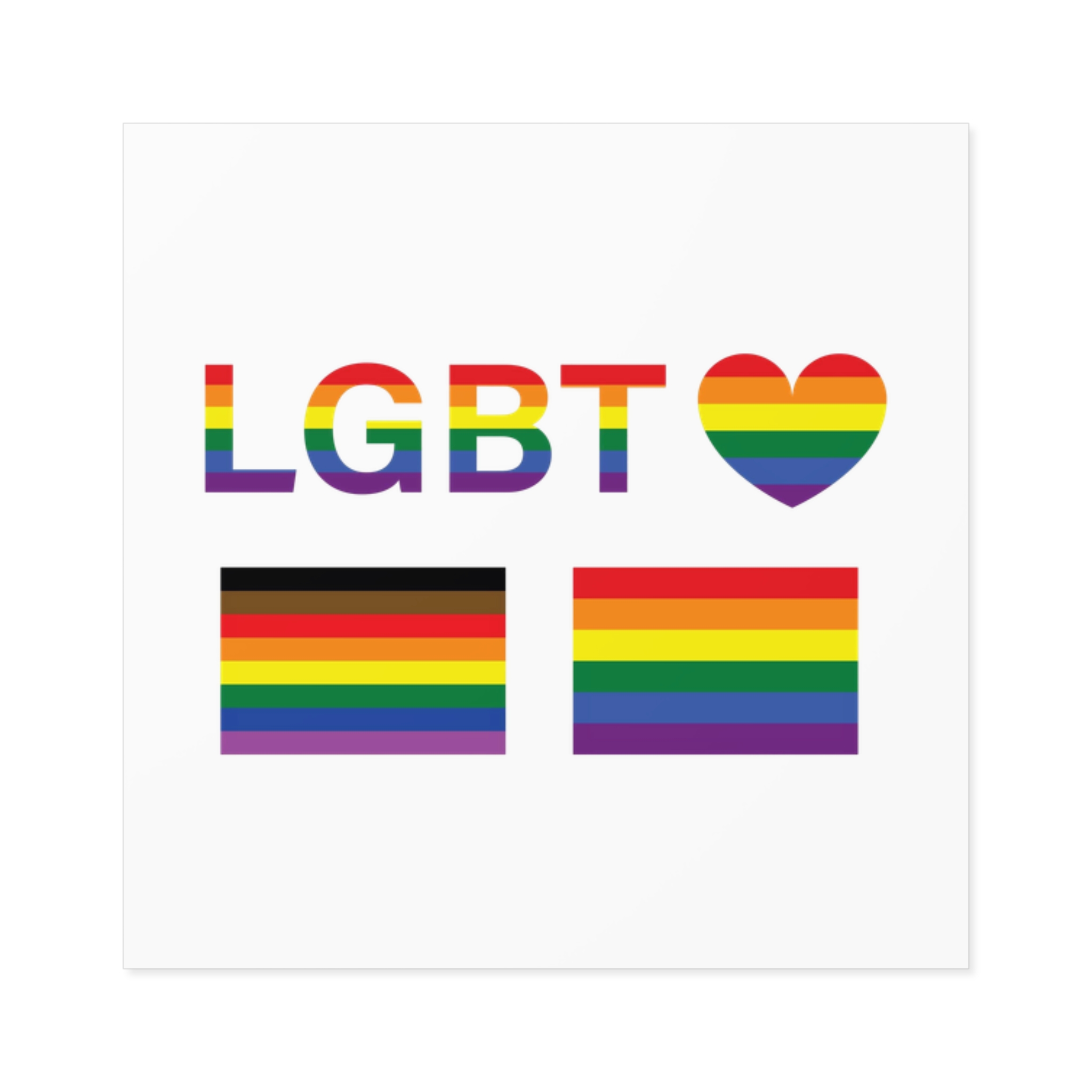 Lgbt Word Text Letter With Heart Rainbow Color Flag Isolated White Background Vector Illustrati Laminate Stickers Square