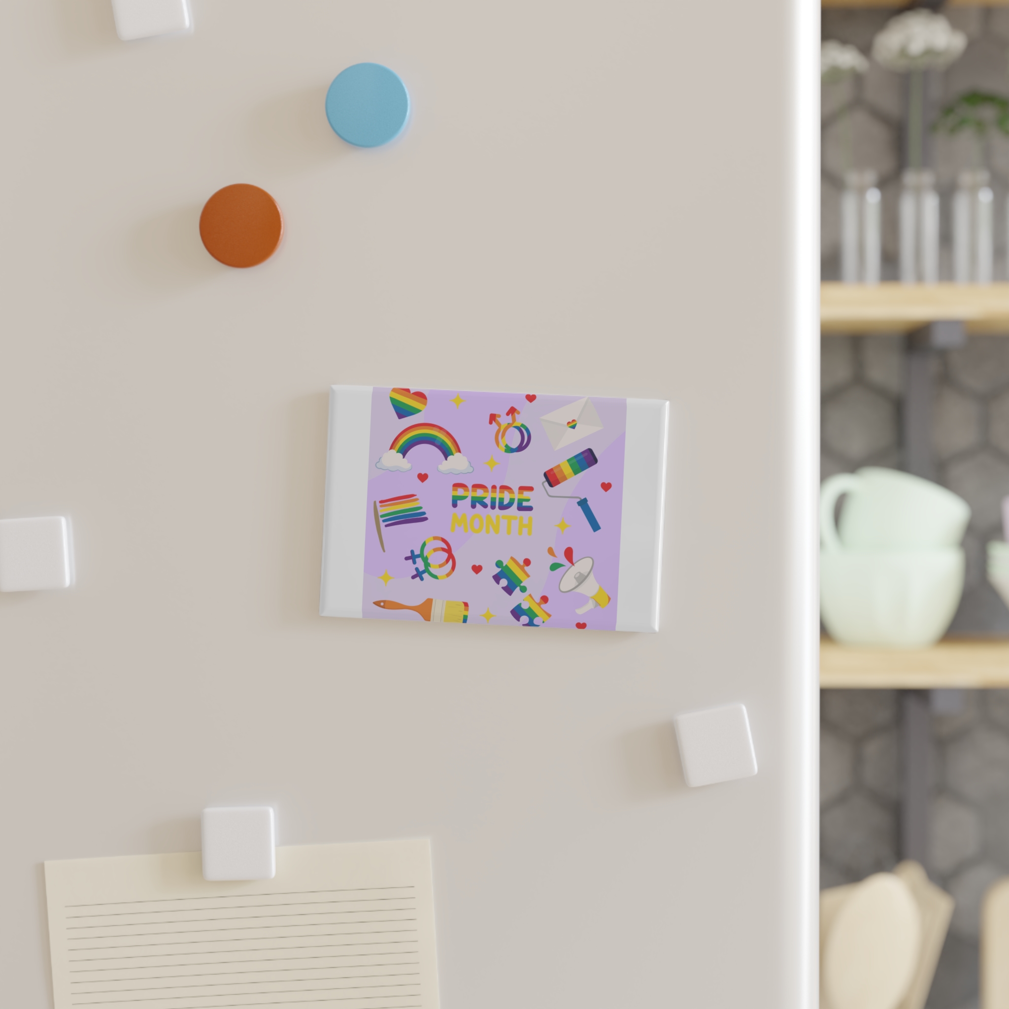 Pride Month Lgbtq Symbol Rainbow Colors Cute Elements Set Button Magnet Rectangle 1 And 10 Pcs - Image 3