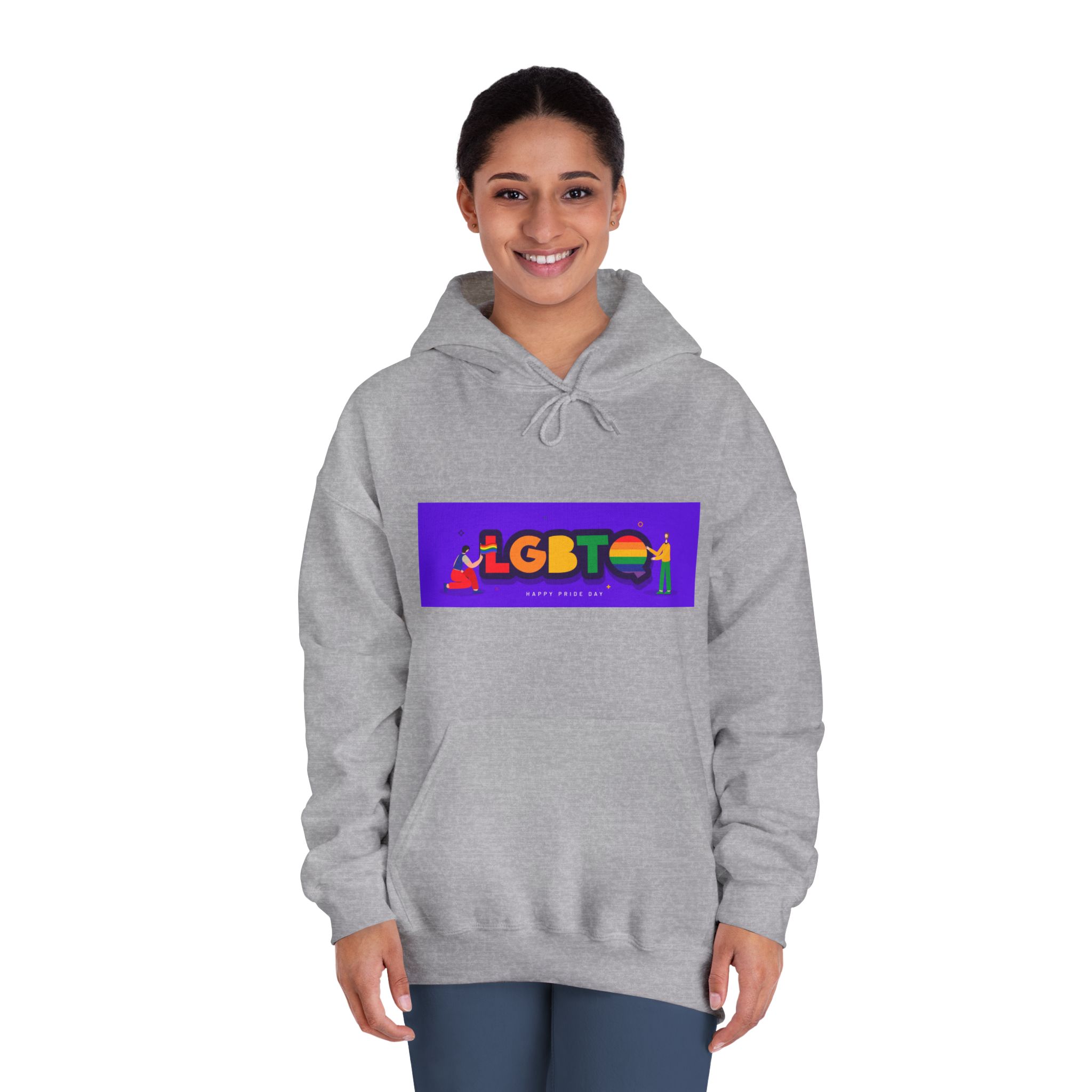 Lgbtq Community Banner Design With Illustration Gay Couple Unisex Dryblend Hooded Sweatshirt - Image 16