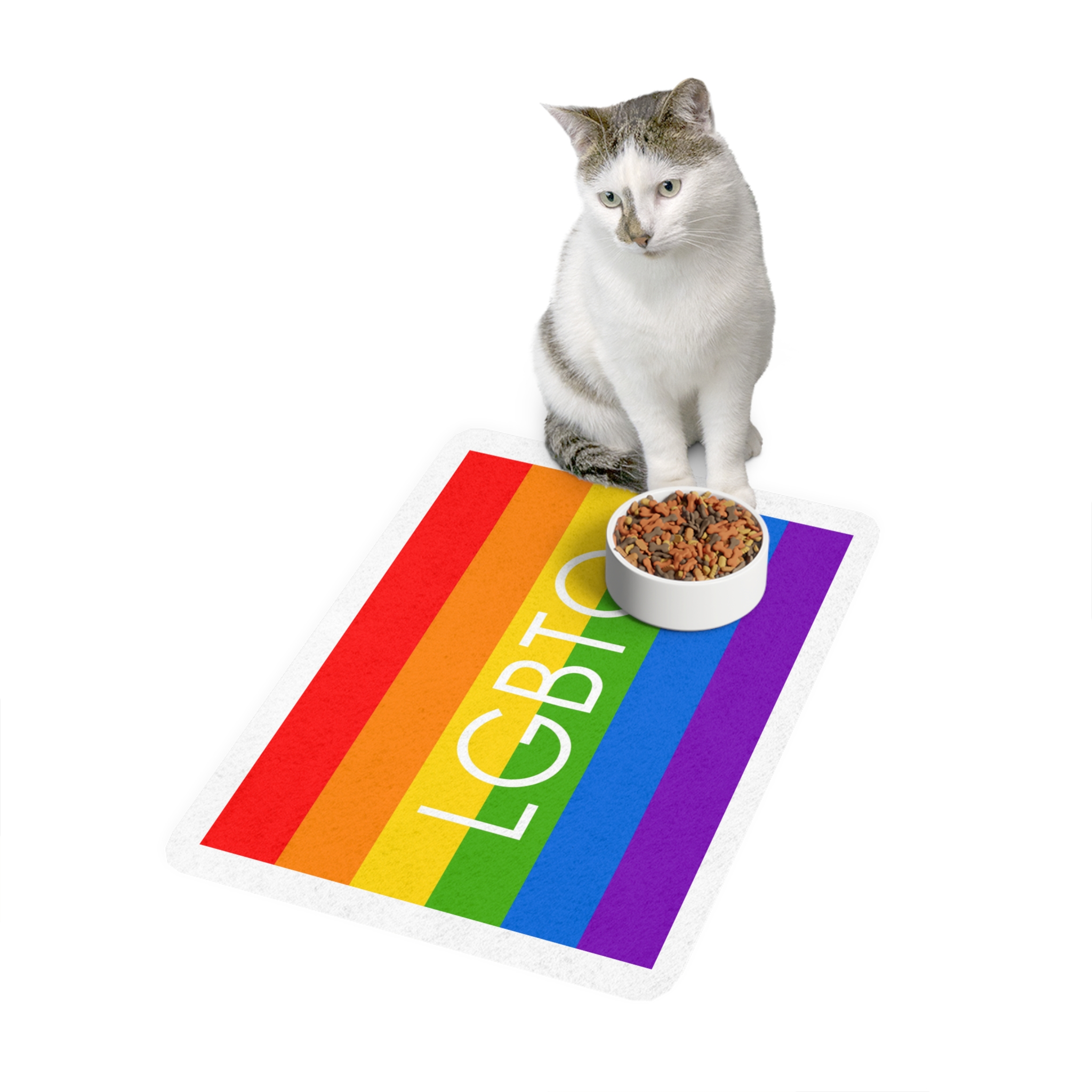 Lesbian Gay Bisexual Transgender Queer Flag Rainbow Pride Flag Lgbtq Pet Food Mat 12x18 - Image 3