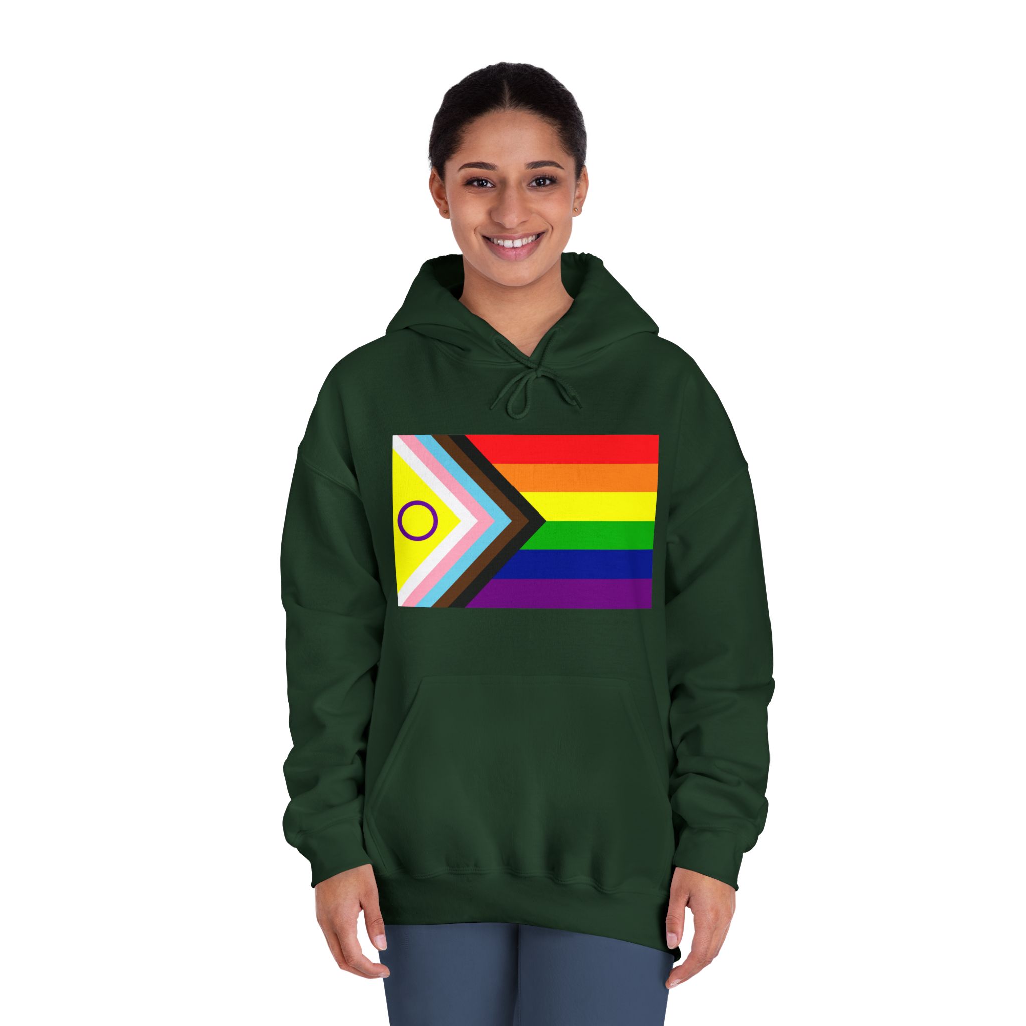 Lgbtq Pride Flag New Lgbtq Pride Flag Vector Updated Intersex Inclusive Progress Pride Flag Unisex Dryblend Hooded Sweatshirt - Image 24