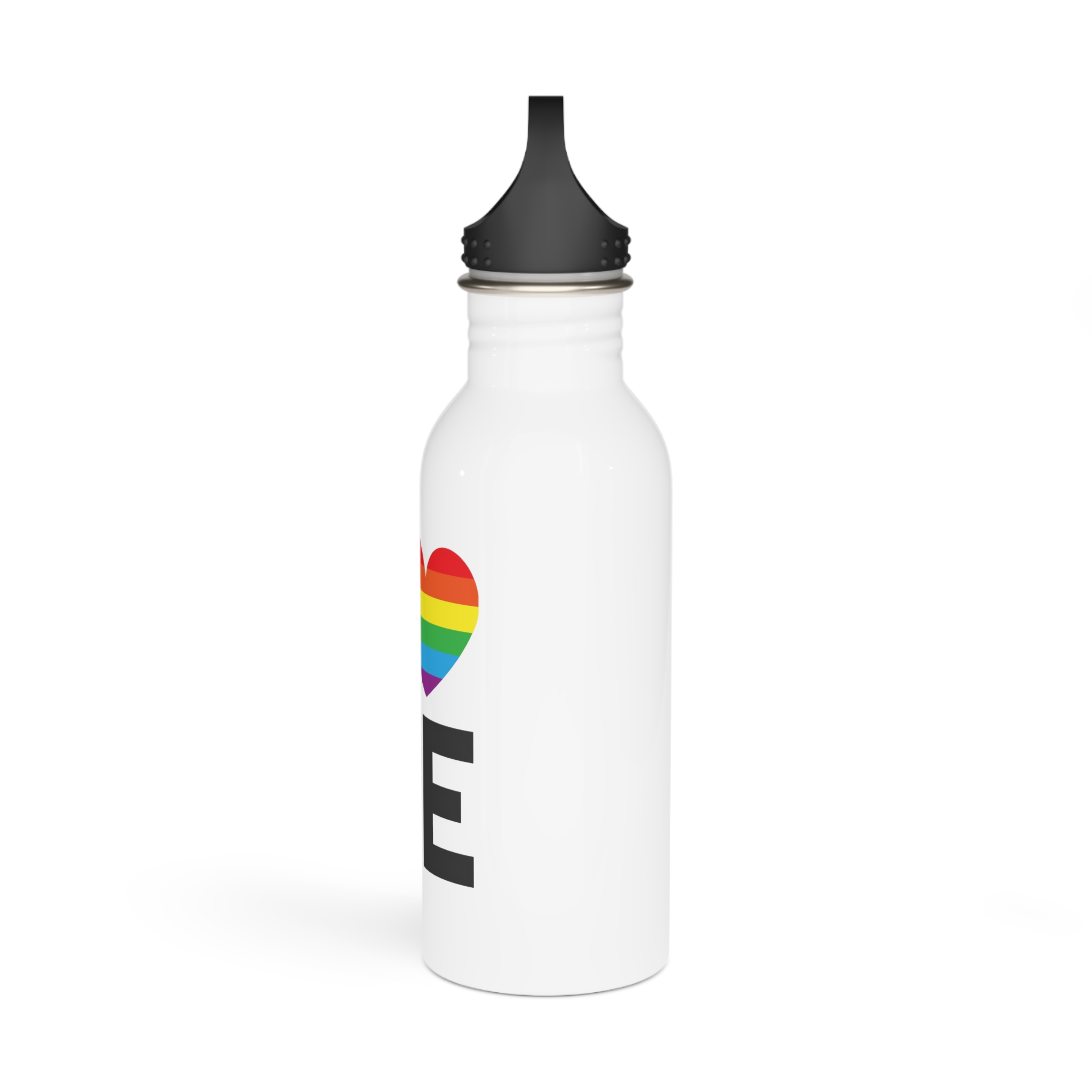 Vector Lgbt Rainbow Flag Love Lettering Isolated White Background Stainless Steel Water Bottle - Image 4