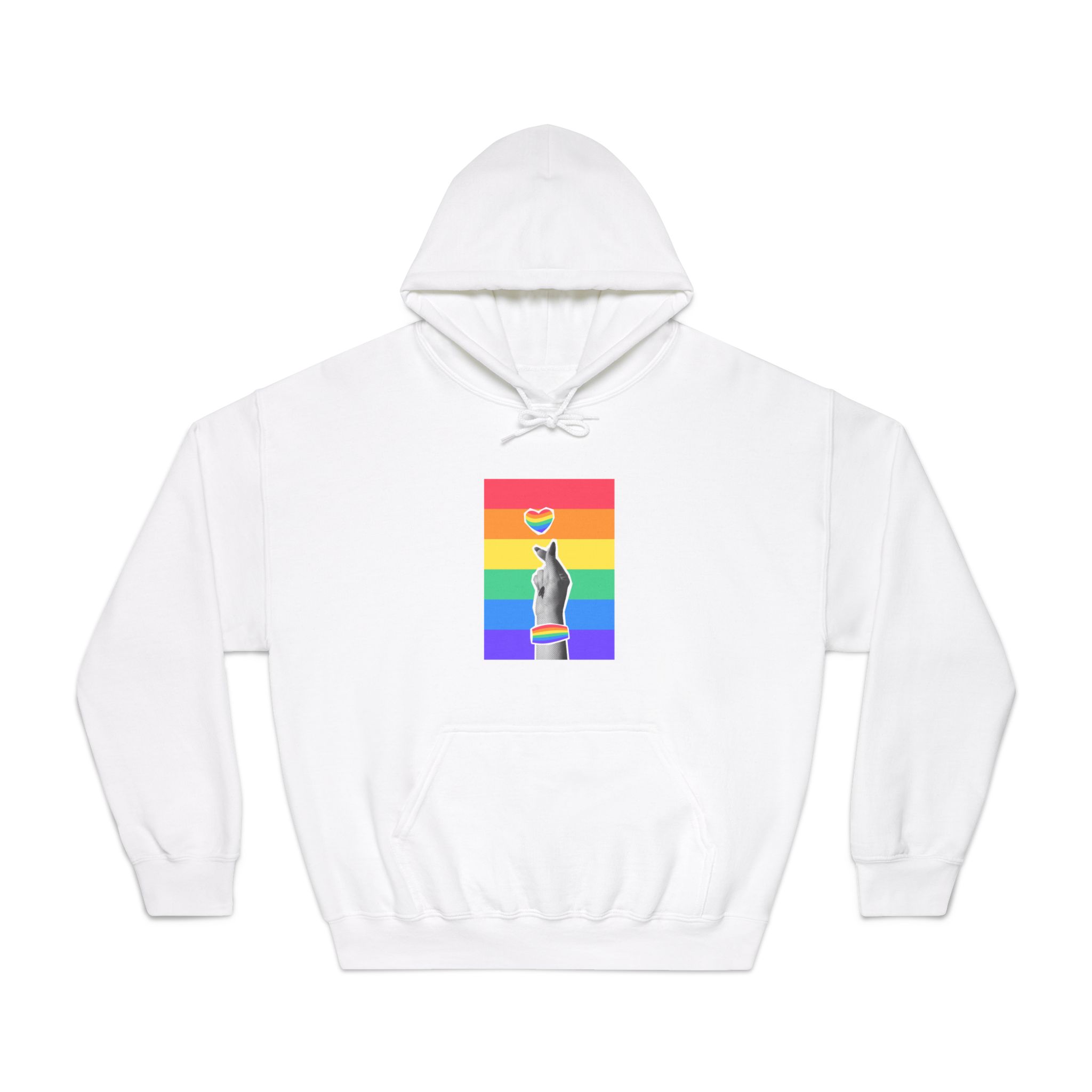 Lgbtq Trendy Retro Collage Halftone Hands Unisex Dryblend Hooded Sweatshirt