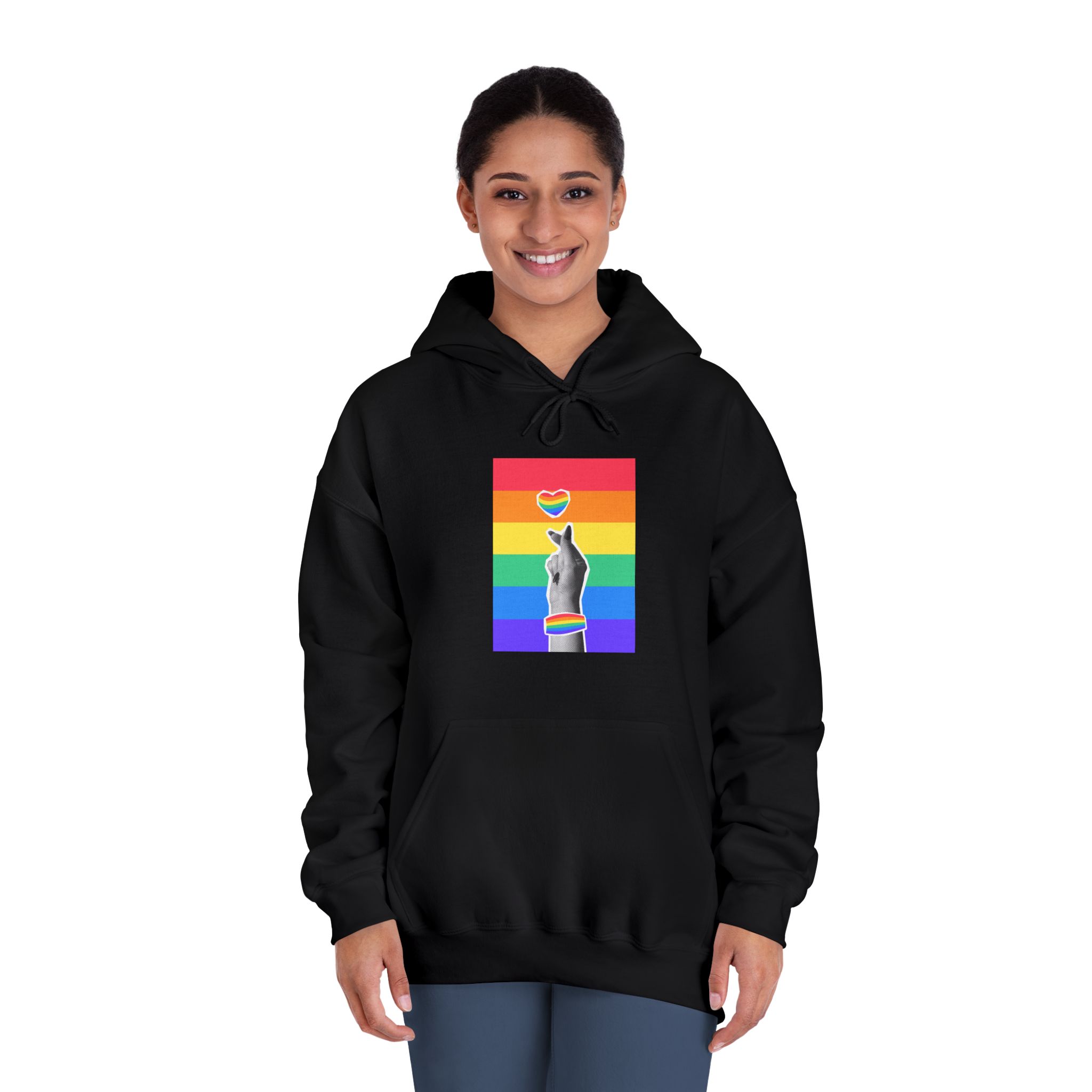 Lgbtq Trendy Retro Collage Halftone Hands Unisex Dryblend Hooded Sweatshirt - Image 12