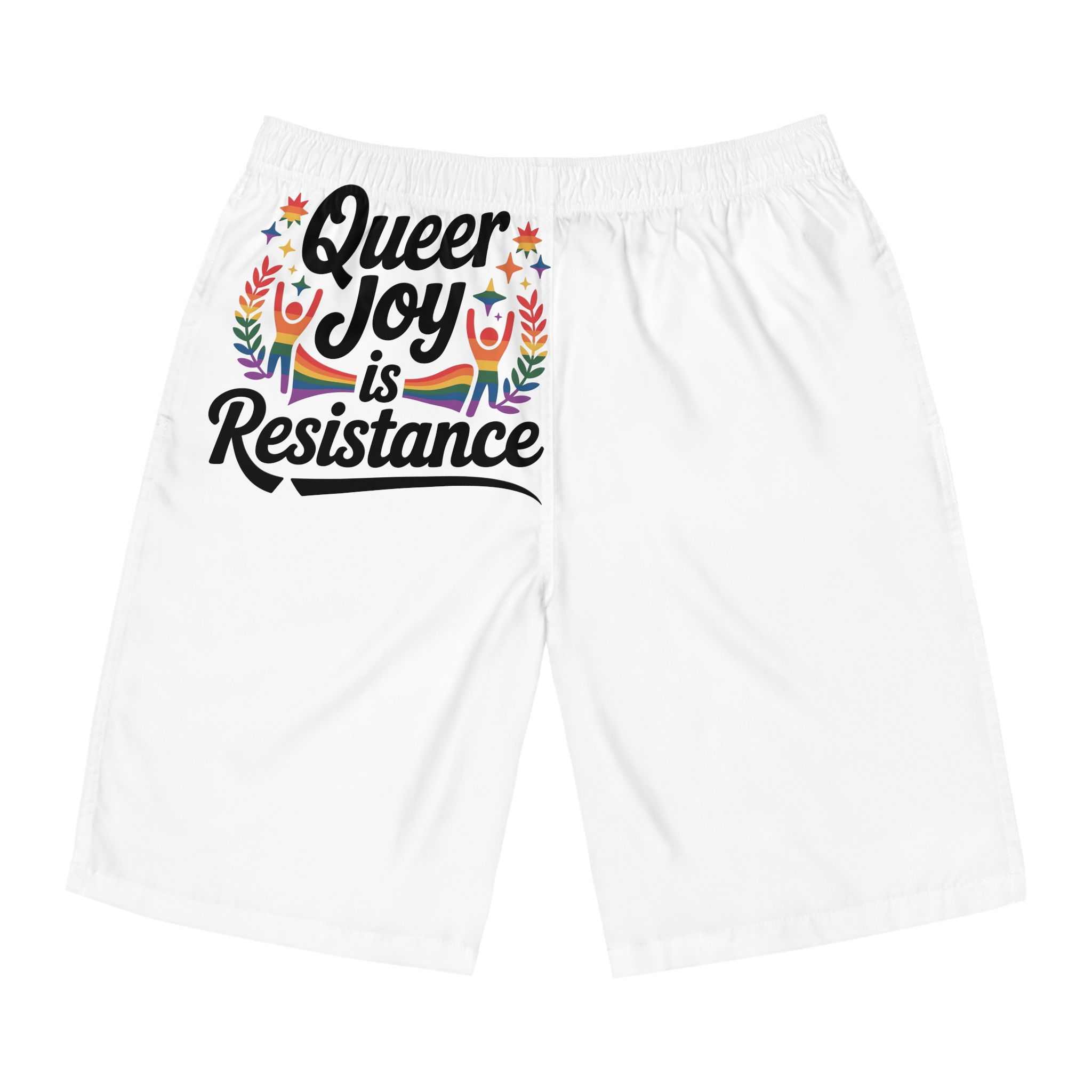 Queer Joy Is Resistance T Shirt Design Isolated White Background Mens Board Shorts Aop