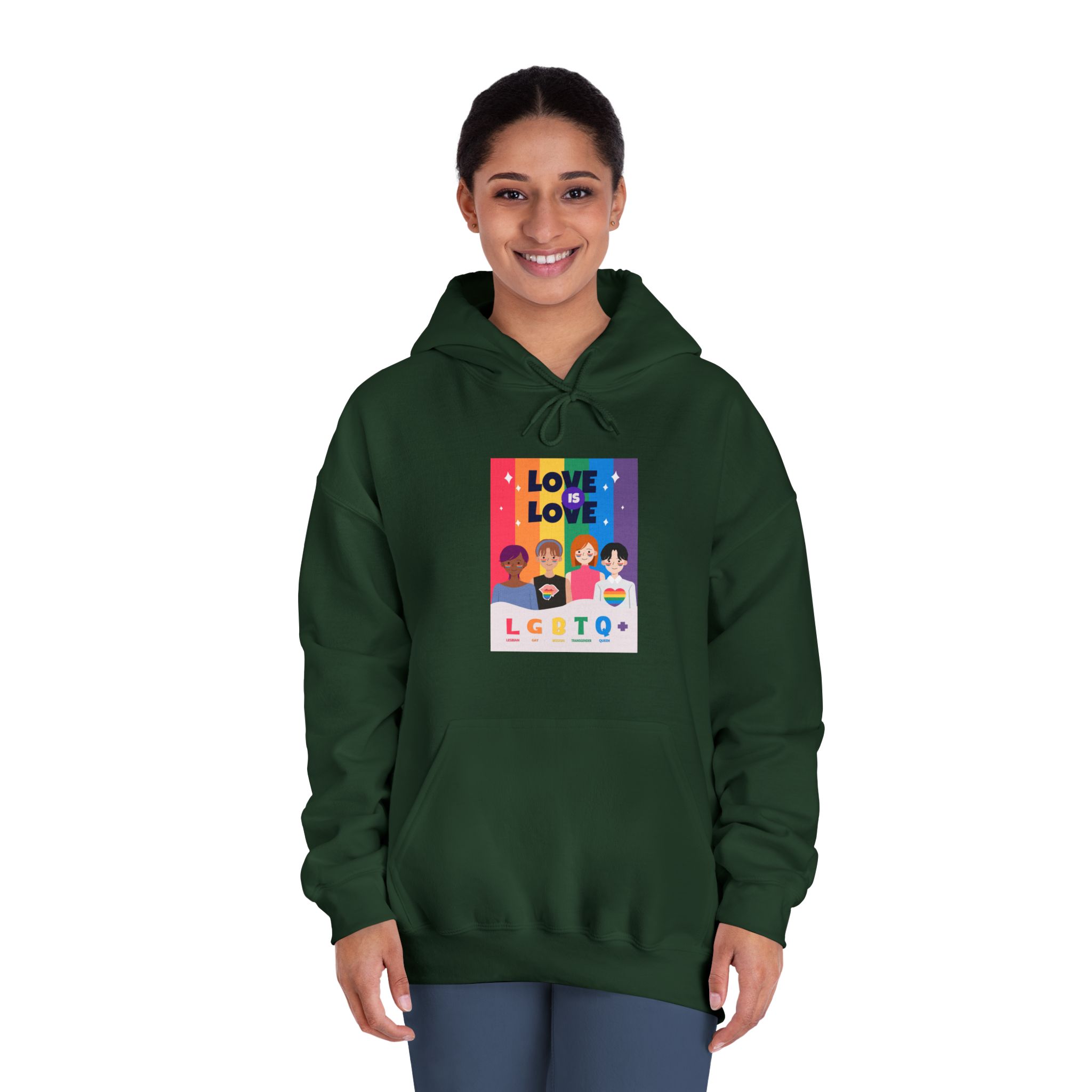 Lgbtq Pride Month Poster Vector With Diverse Characters Rainbow Celebrate Love Inclusivity Unisex Dryblend Hooded Sweatshirt - Image 24