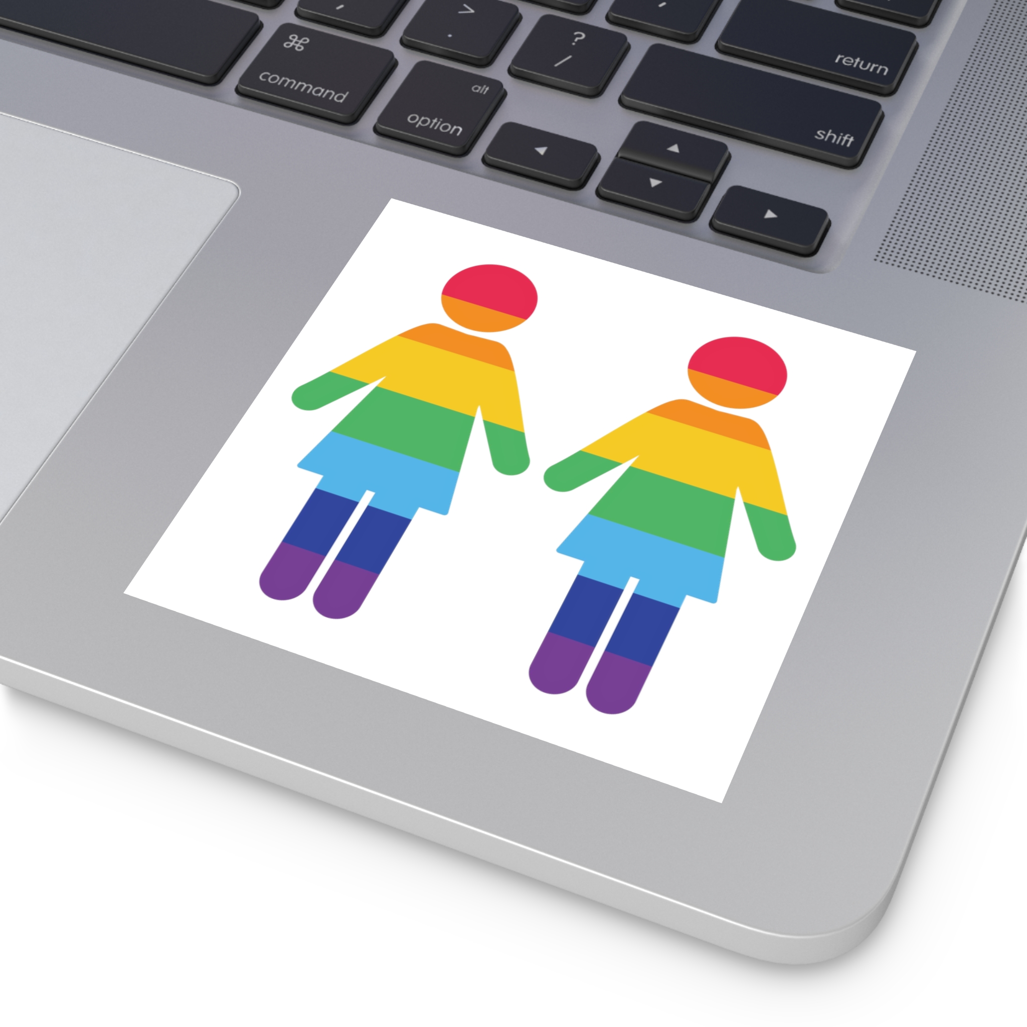 Lgbt Pride Two Lesbians Vector Icon Rainbow Colors Vector Illustration Laminate Stickers Square - Image 19