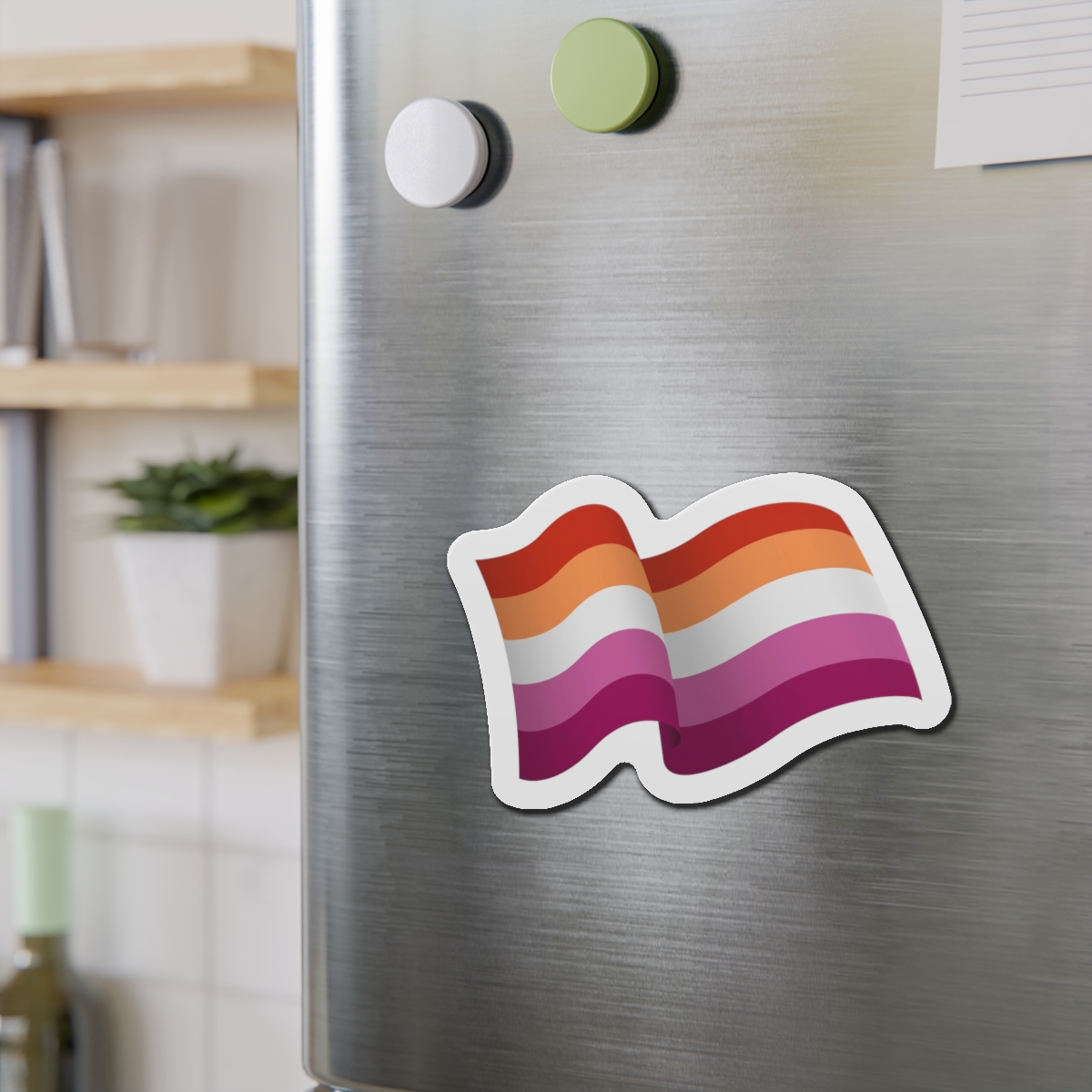 Flag Lesbian Lgbtq Ribbon Style Flag That Conveys Sense Movement Waving Effect Die Cut Magnets - Image 15