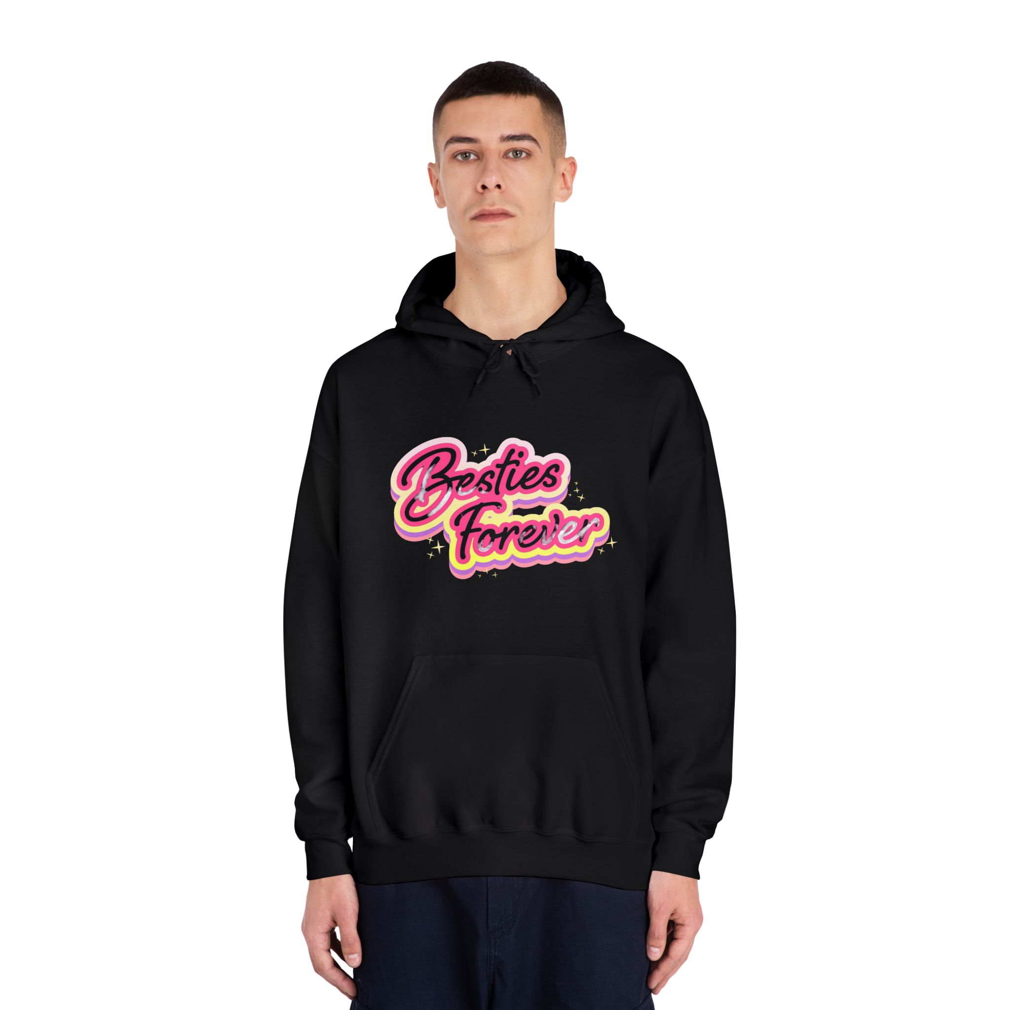 Pink Besties Forever Lettering Logo Unisex Dryblend Hooded Sweatshirt - Image 11