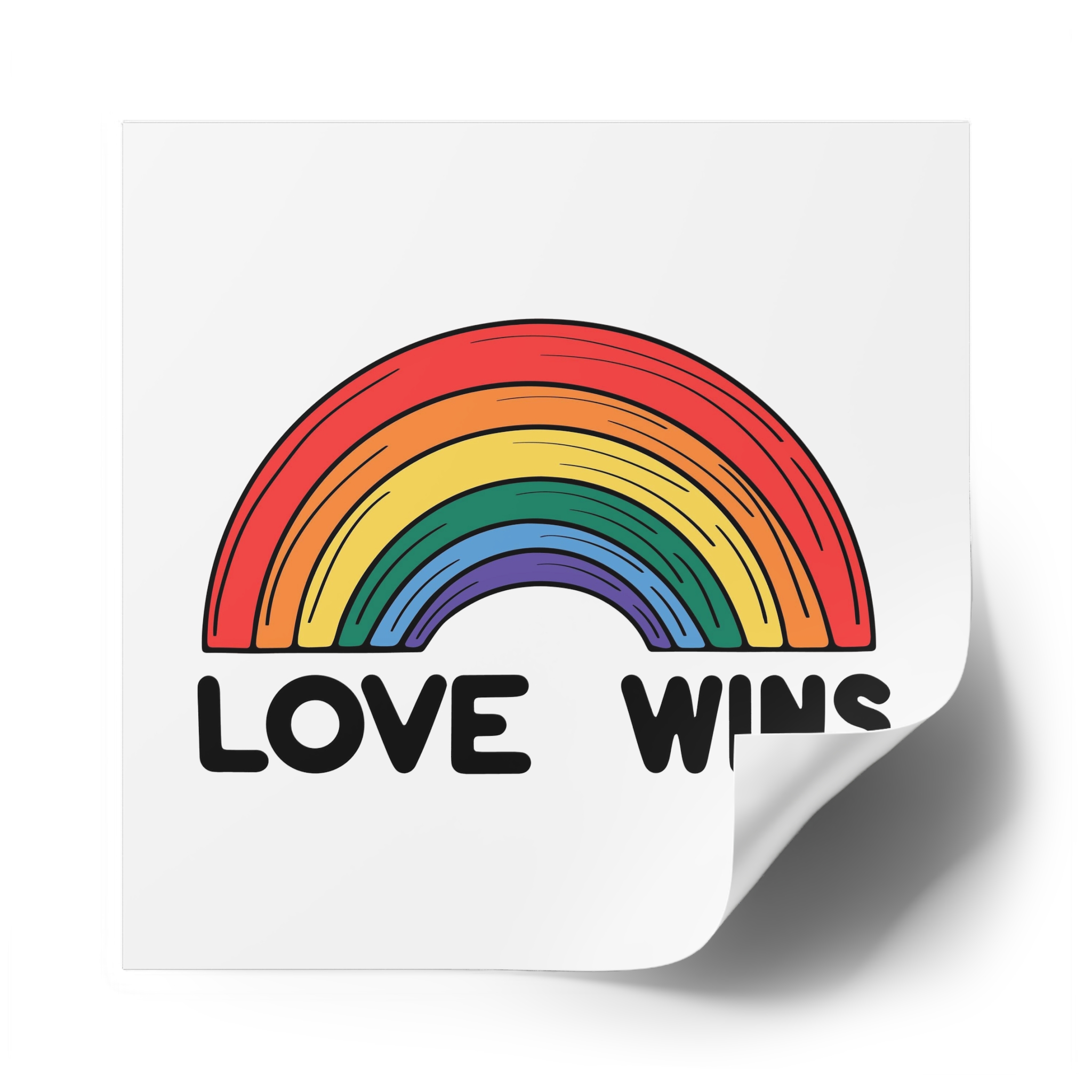 Love Wins Rainbow Pride Illustration Laminate Stickers Square - Image 54