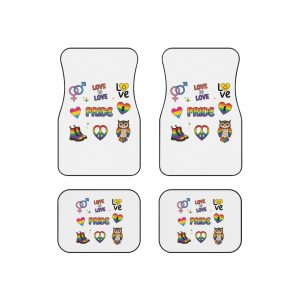 Pride Stickers Doodle Set Colorful Lgbtq Hand Drawn Icons Pack Car Mats Set Of 4