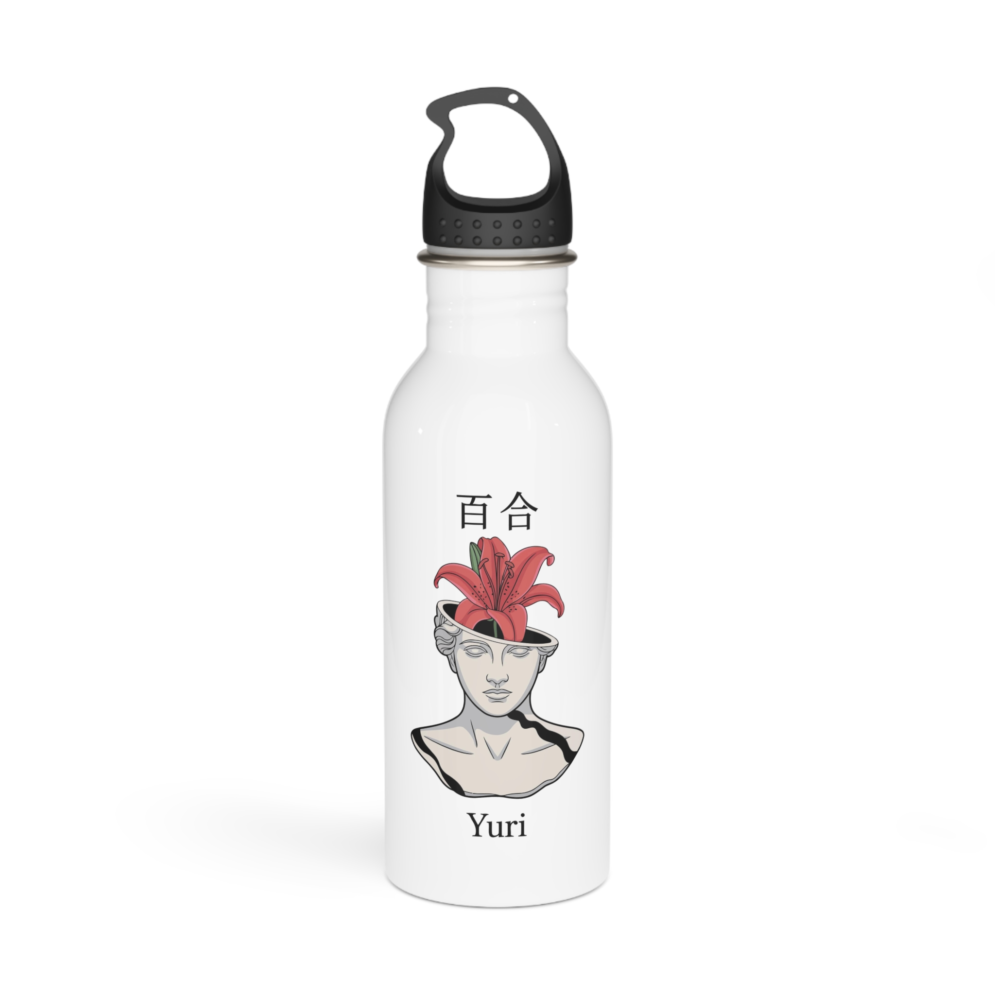 Yuri Broken Bust With Blooming Lily Stainless Steel Water Bottle