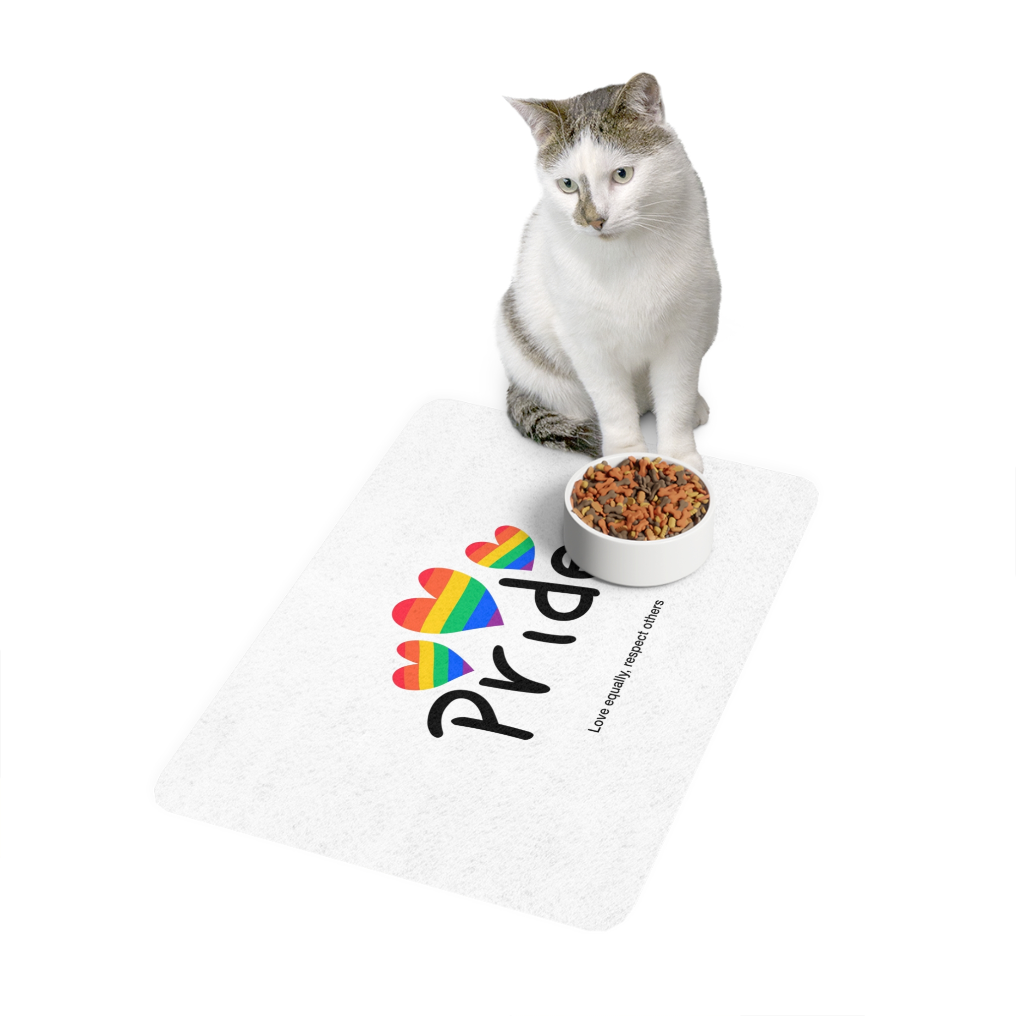 Love Letter Pride Rainbow Lettering Text Writing Pattern Freedom Love Heart Homo Colors Flag Parade(2) Pet Food Mat 12x18 - Image 3