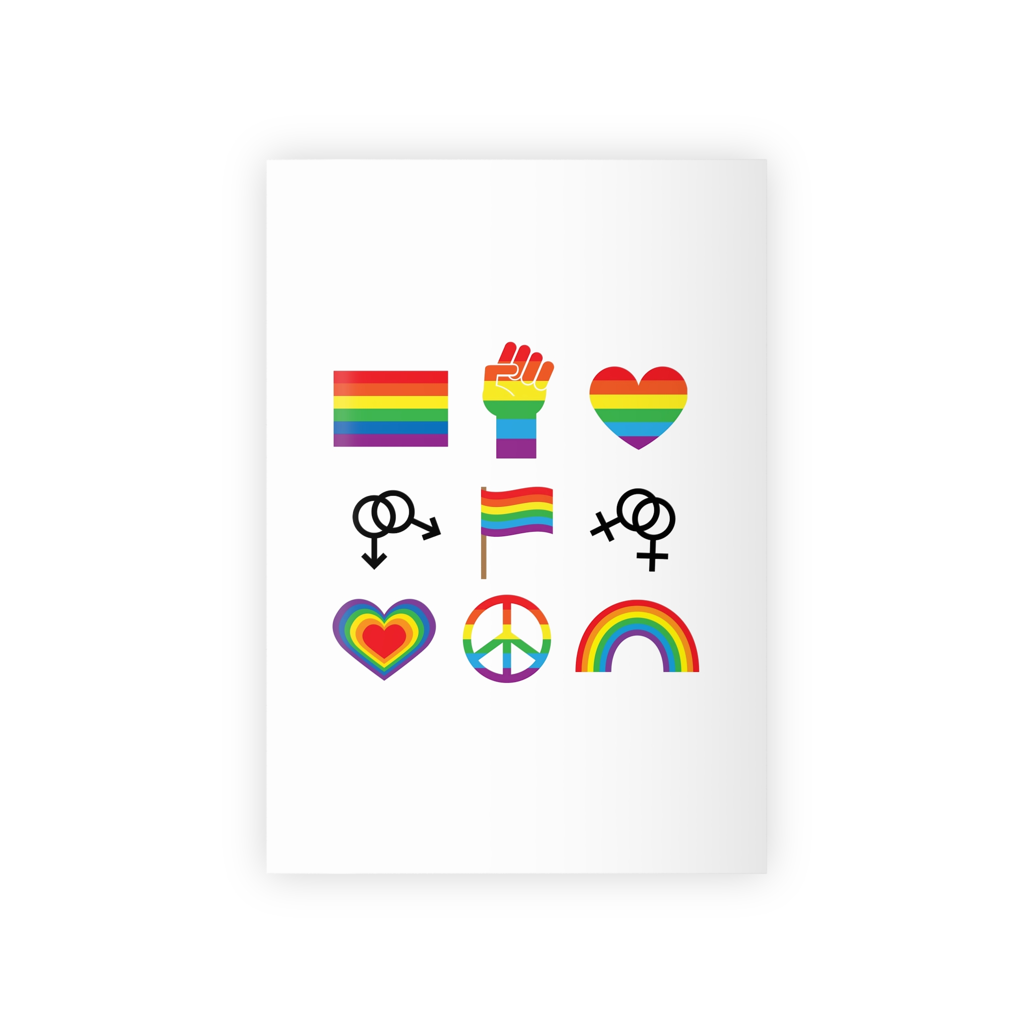 Set Flat Lgbt Homosexual Rainbow Flag Icon Symbols Gift Wrapping Paper Rolls 1pc