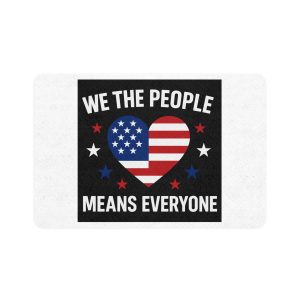 Womens We People Means Everyone American Flag Equal Rights Gift Vneck Pet Food Mat 12x18