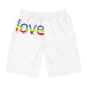 Word Love Rainbow Beautiful Letters Sticker Word Love Light Background Mens Board Shorts Aop