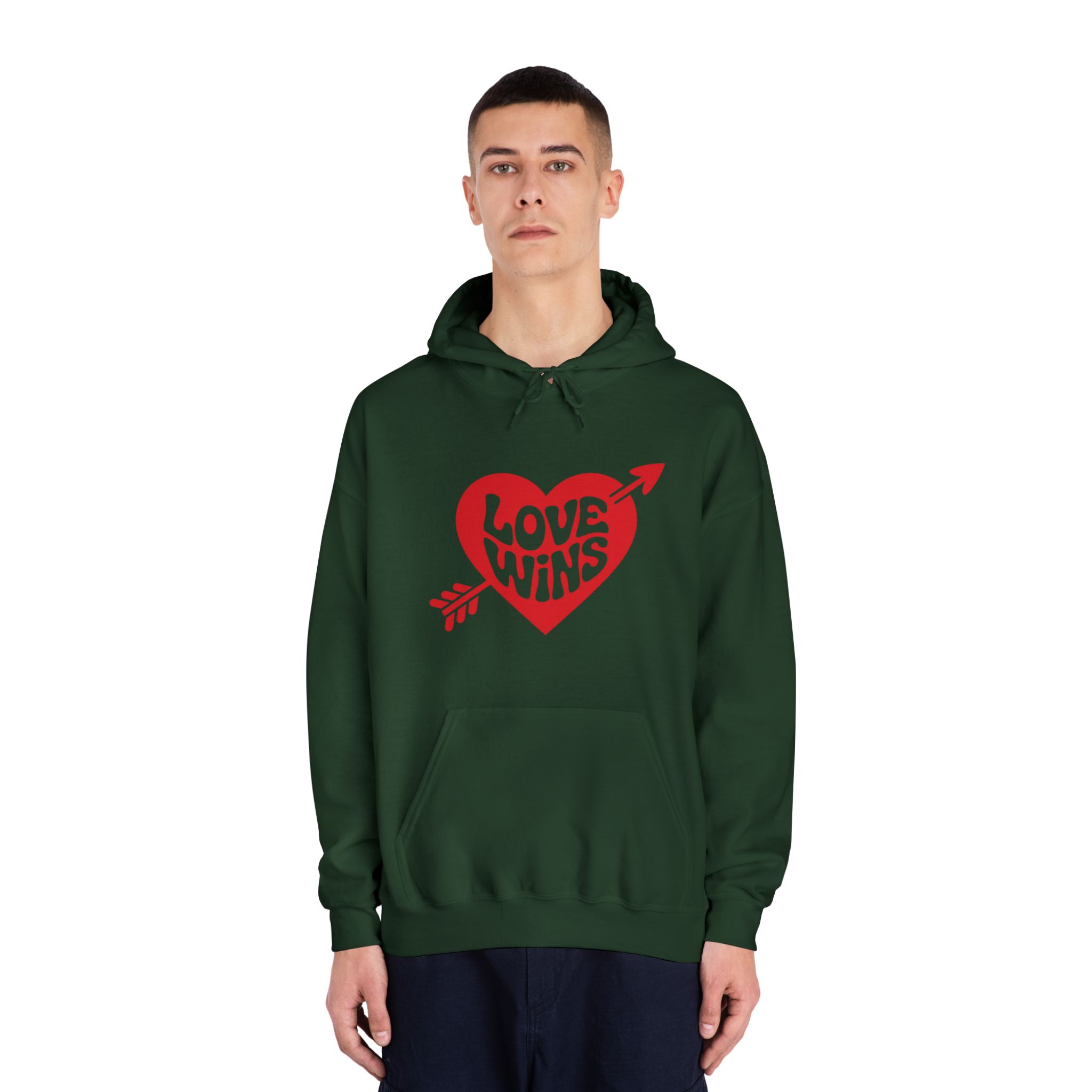 Love Wins Inscription Red Heart Pierced With Cupid39s Arrow Transparent Background Unisex Dryblend Hooded Sweatshirt - Image 23