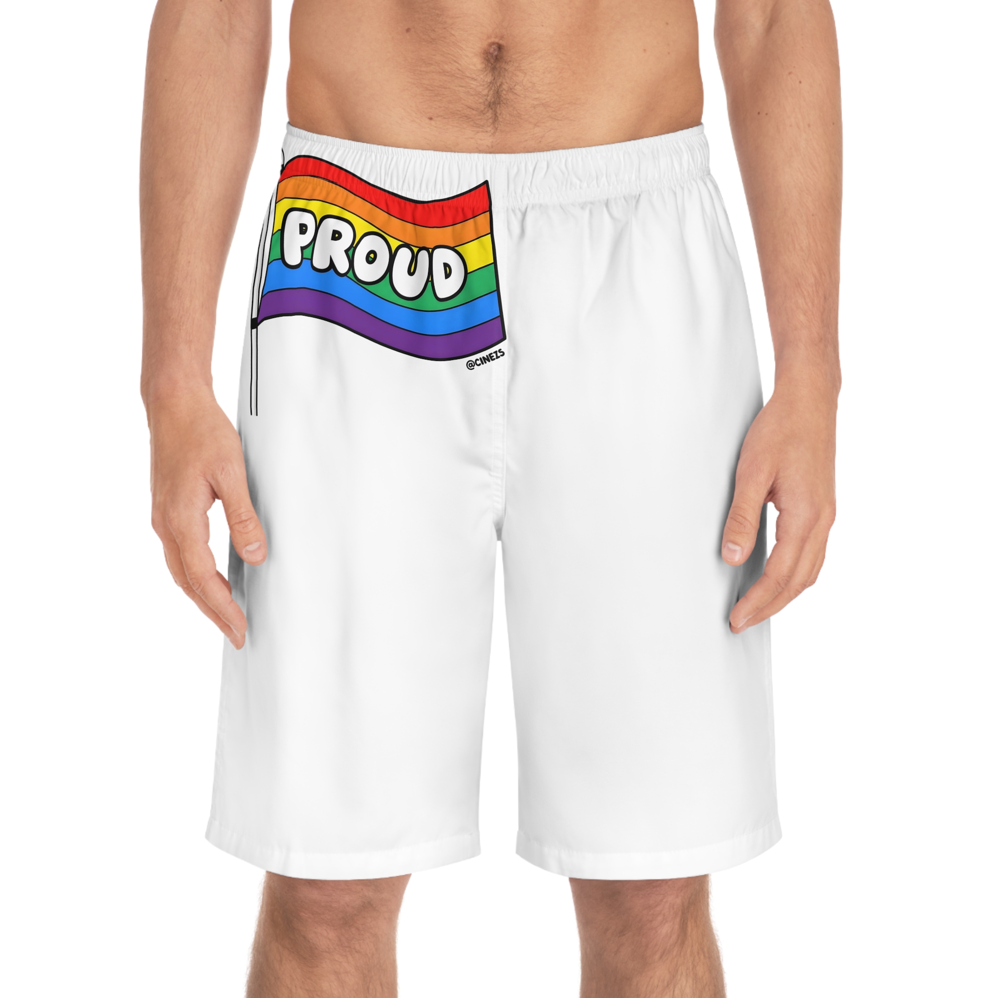Proud Rainbow Flag Lgbtq Celebration Mens Board Shorts Aop - Image 3