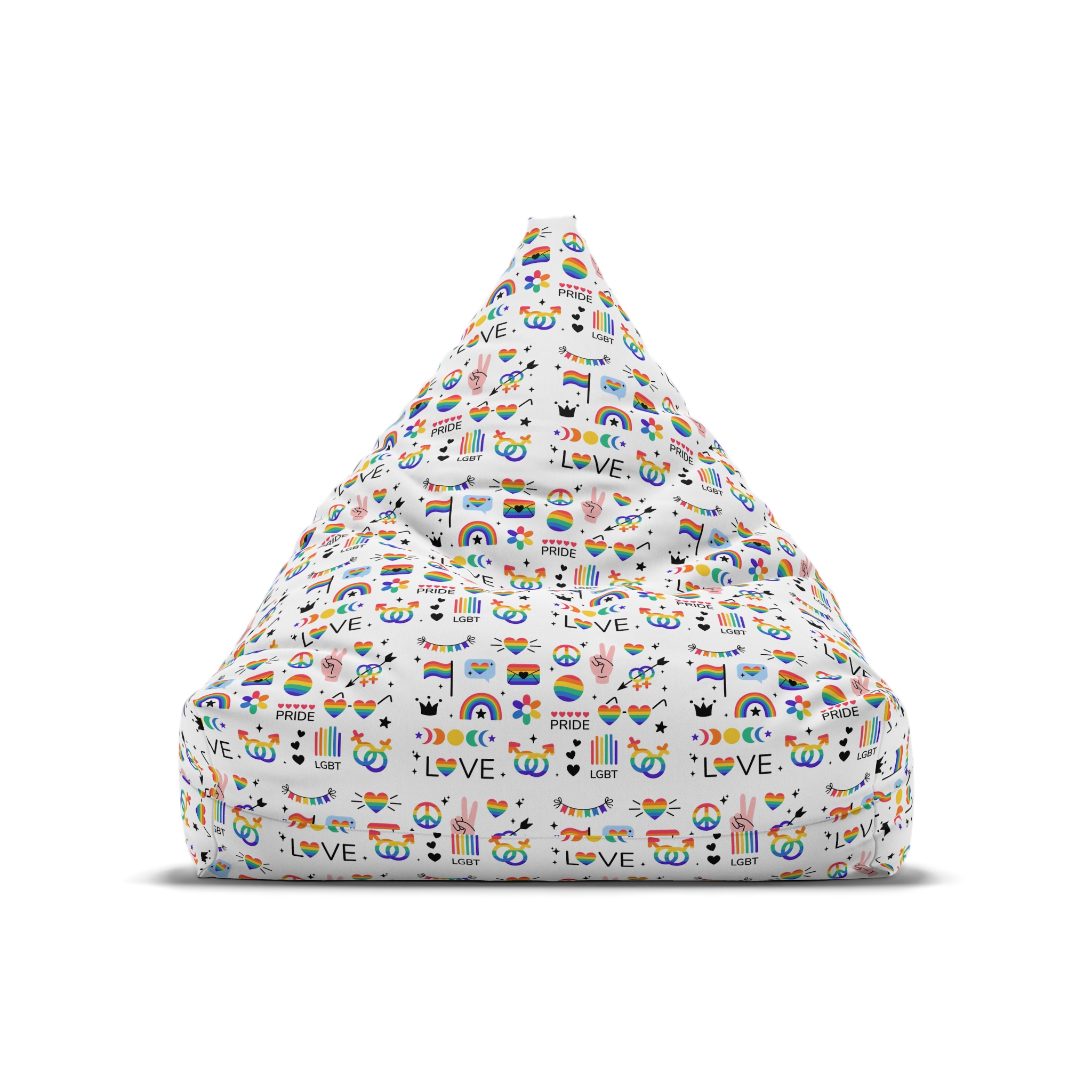 Lgbt Stickers Pack Doodle Style Lgbtq Set Lgbt Pride Community Symbols Rainbow Colored Element Bean Bag Chair Cover - Image 5