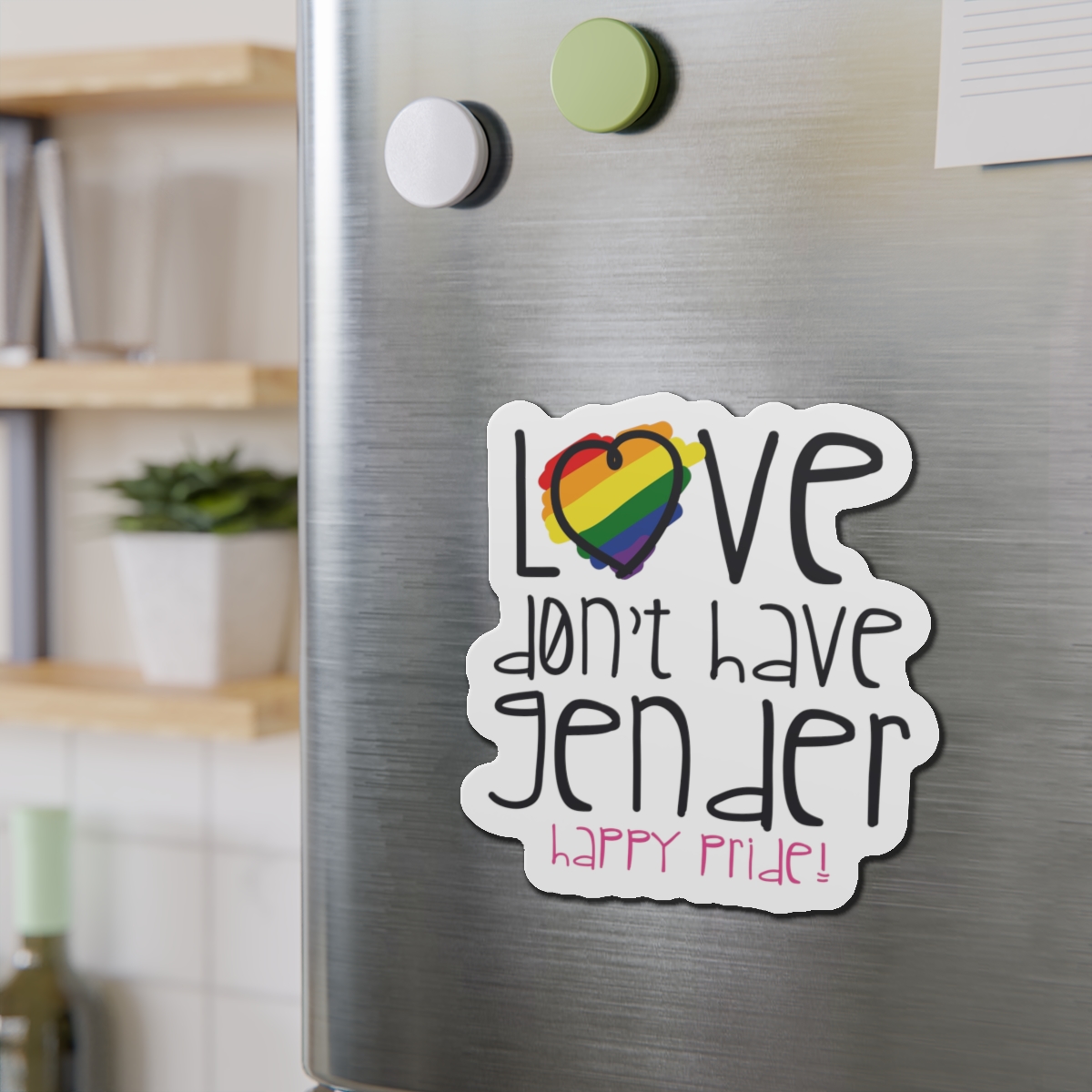 Design With Rainbow Colors Heart With Smile Encouraging Message Happy Pride Die Cut Magnets - Image 15