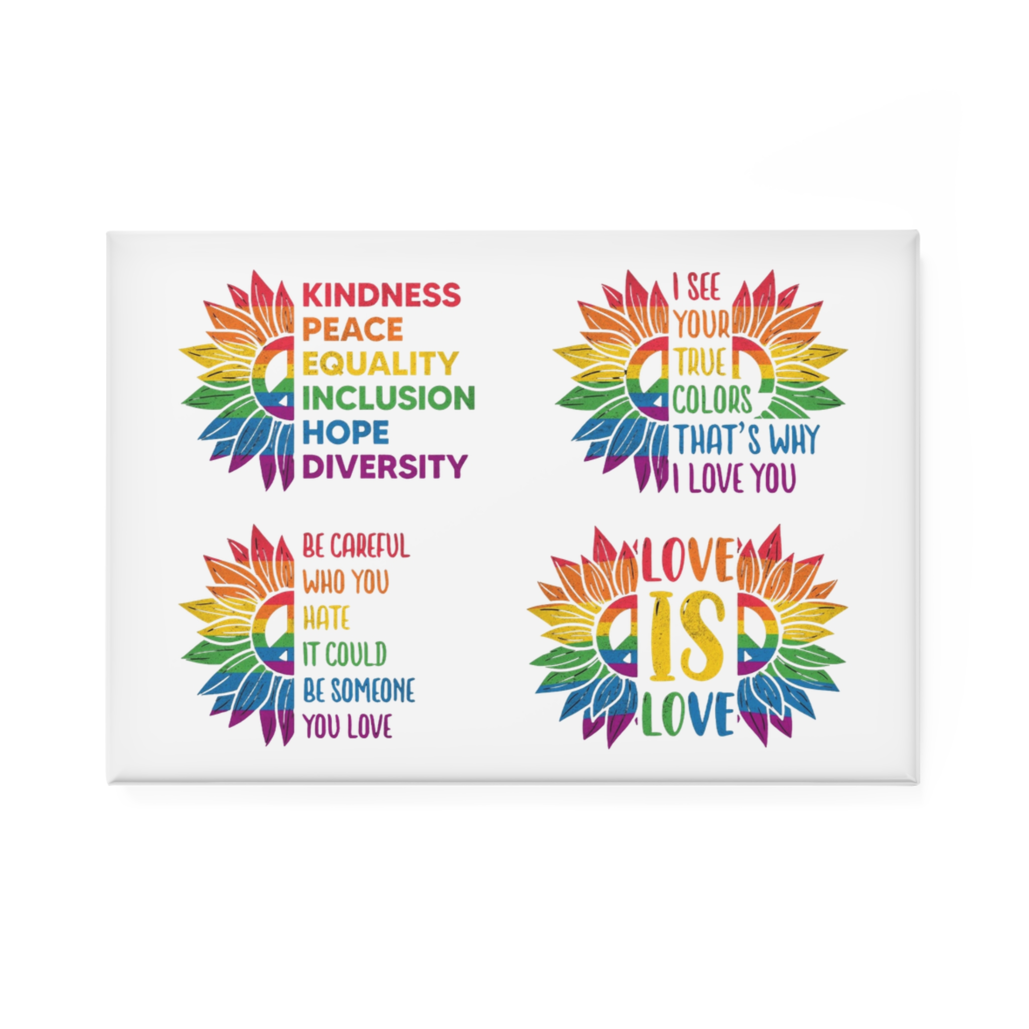 Sunflower Pride Gay Rainbow T Shirt Design Button Magnet Rectangle 1 And 10 Pcs - Image 5
