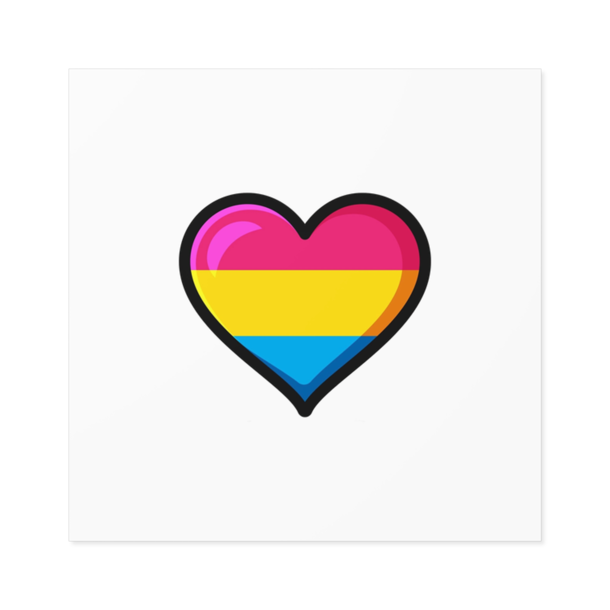 Pansexual Pride Flag Heart Shape Vector Illustration Laminate Stickers Square - Image 9