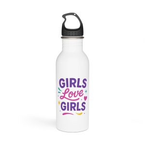Vibrant Girls Love Girls Vector Illustration Featuring Bold Text Playful Decorative Elements Stainless Steel Water Bottle
