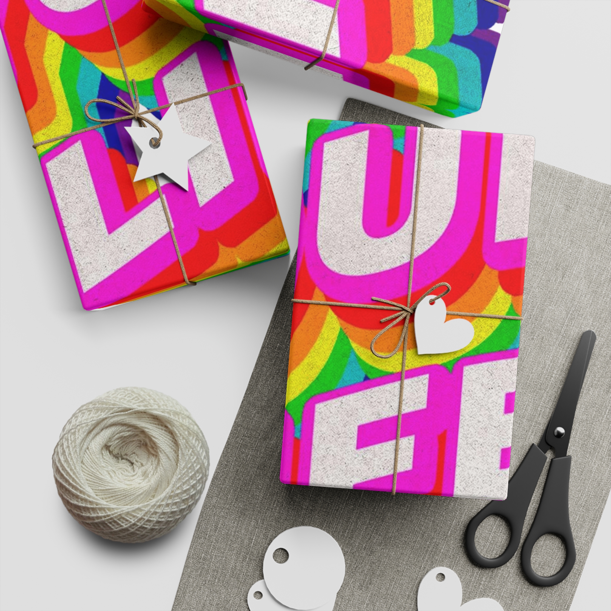 Rainbow Word Love Your Life Typography Design Element Gift Wrapping Paper Sheets 1pc - Image 5