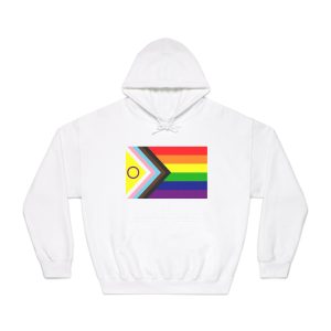 Lgbtq Pride Flag New Lgbtq Pride Flag Vector Updated Intersex Inclusive Progress Pride Flag Unisex Dryblend Hooded Sweatshirt