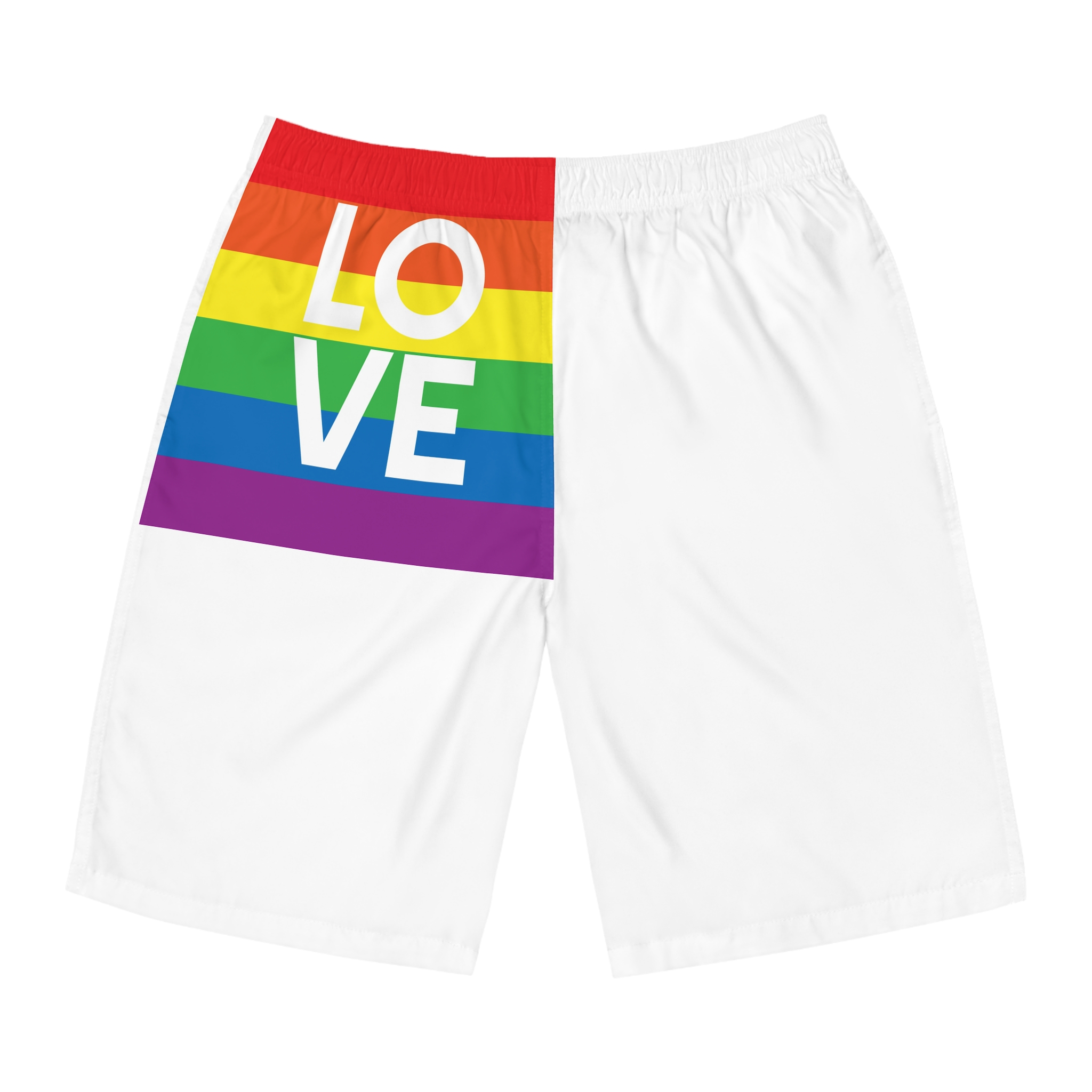 Love Lgbt Squere White Mens Board Shorts Aop