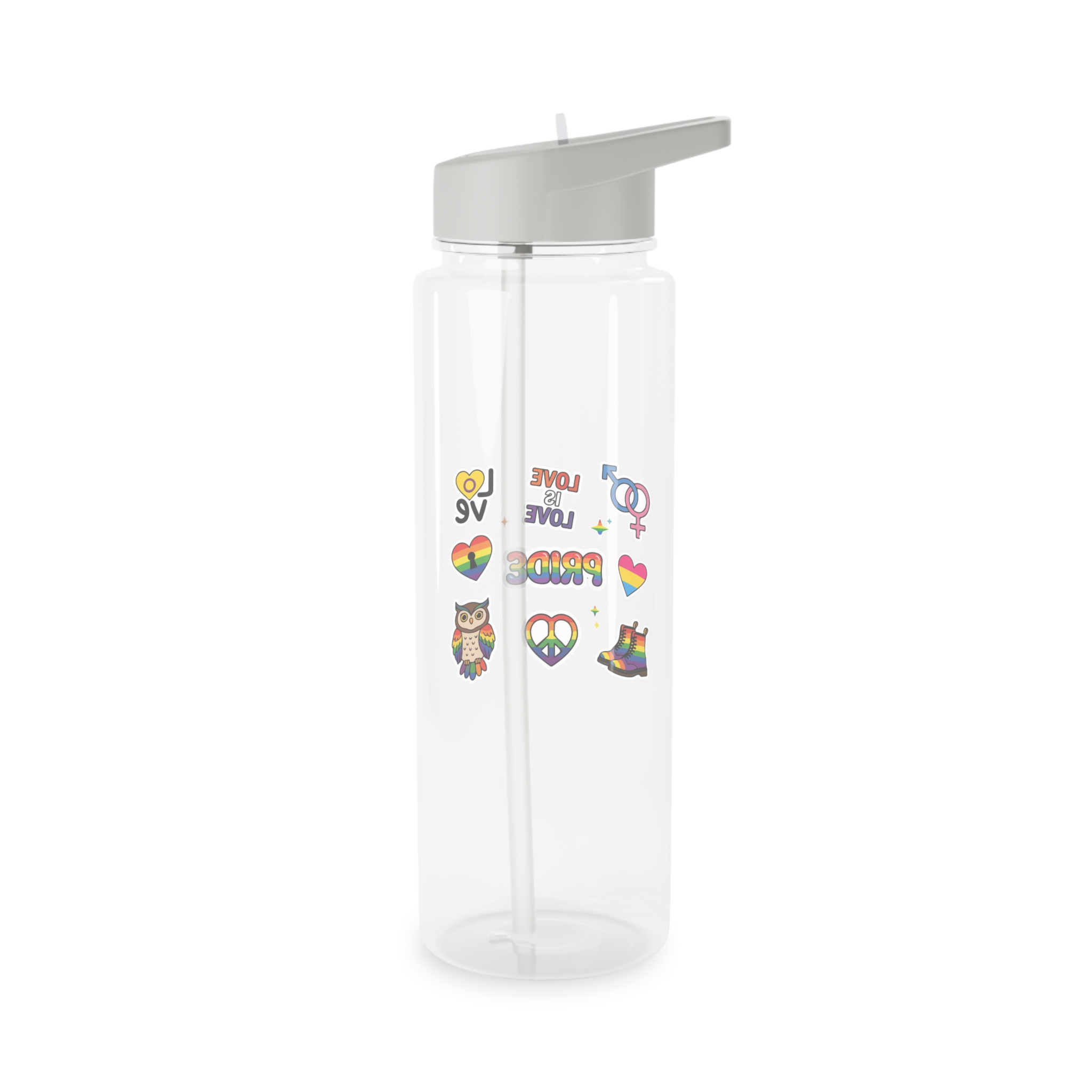 Pride Stickers Doodle Set Colorful Lgbtq Hand Drawn Icons Pack Tritan Water Bottle - Image 6