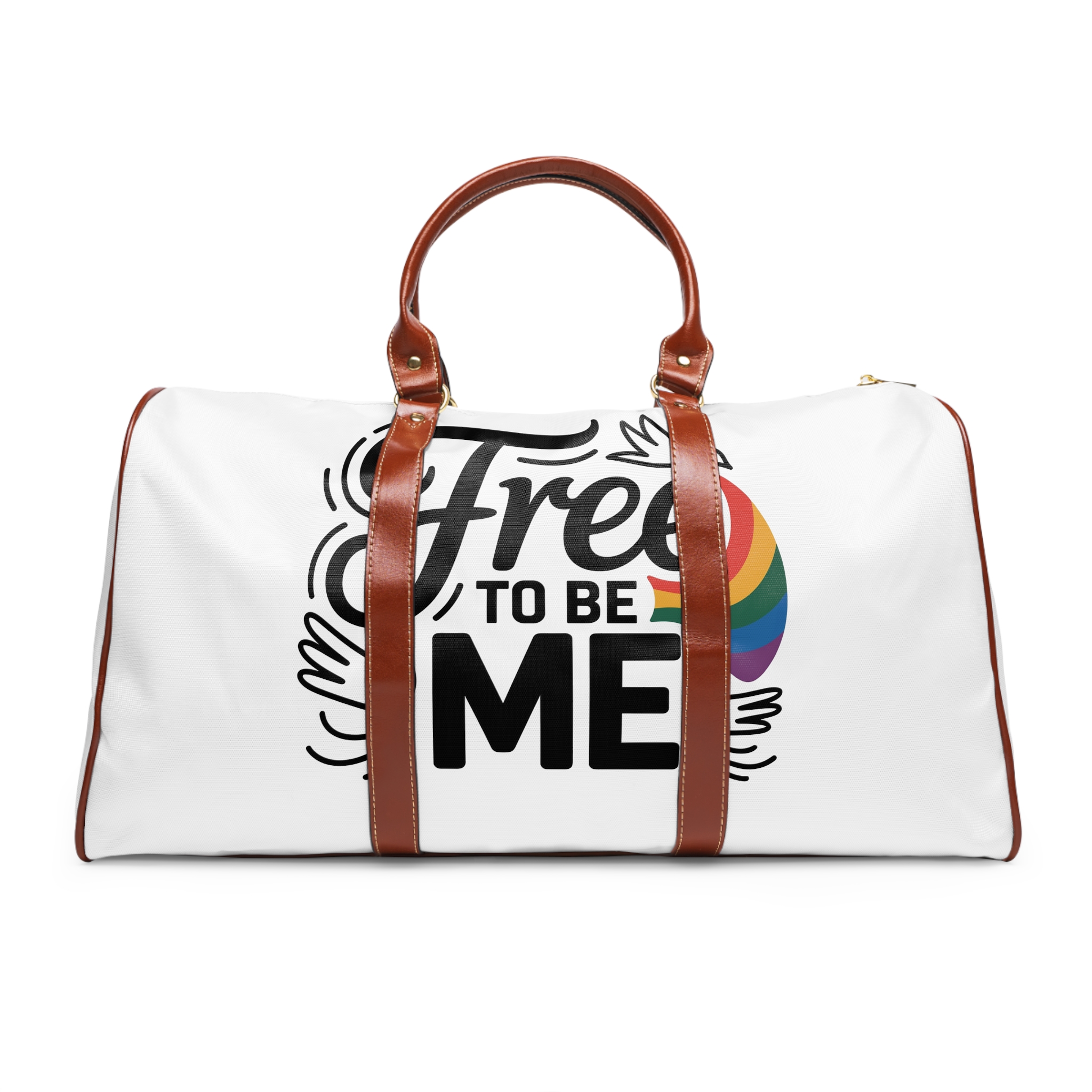 Free Be Me T Shirt Design Isolated White Background Waterproof Travel Bag