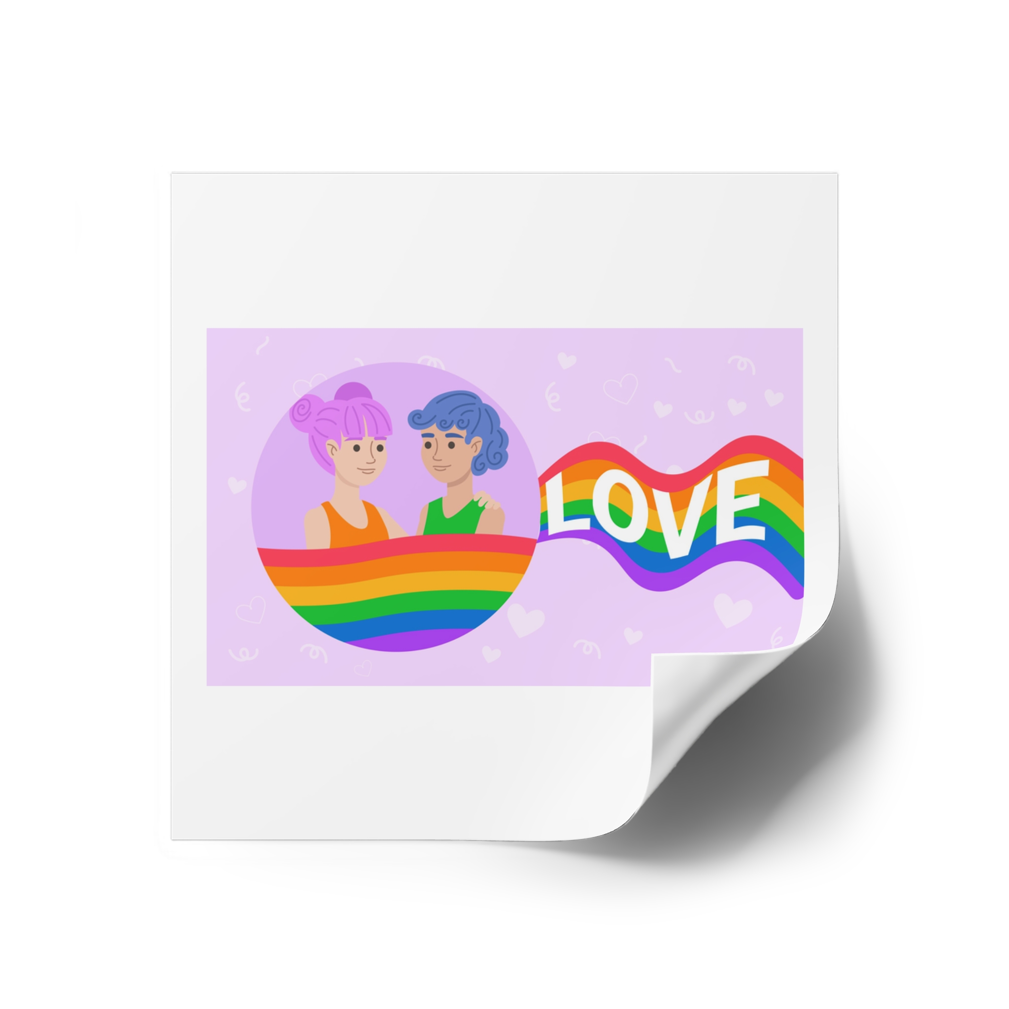 Joyful Group Holding Waving Pride Flag Laminate Stickers Square - Image 26
