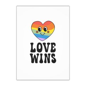 Vector Lgbt Groovy Love Wins Lettering Heart Gift Wrapping Paper Sheets 1pc