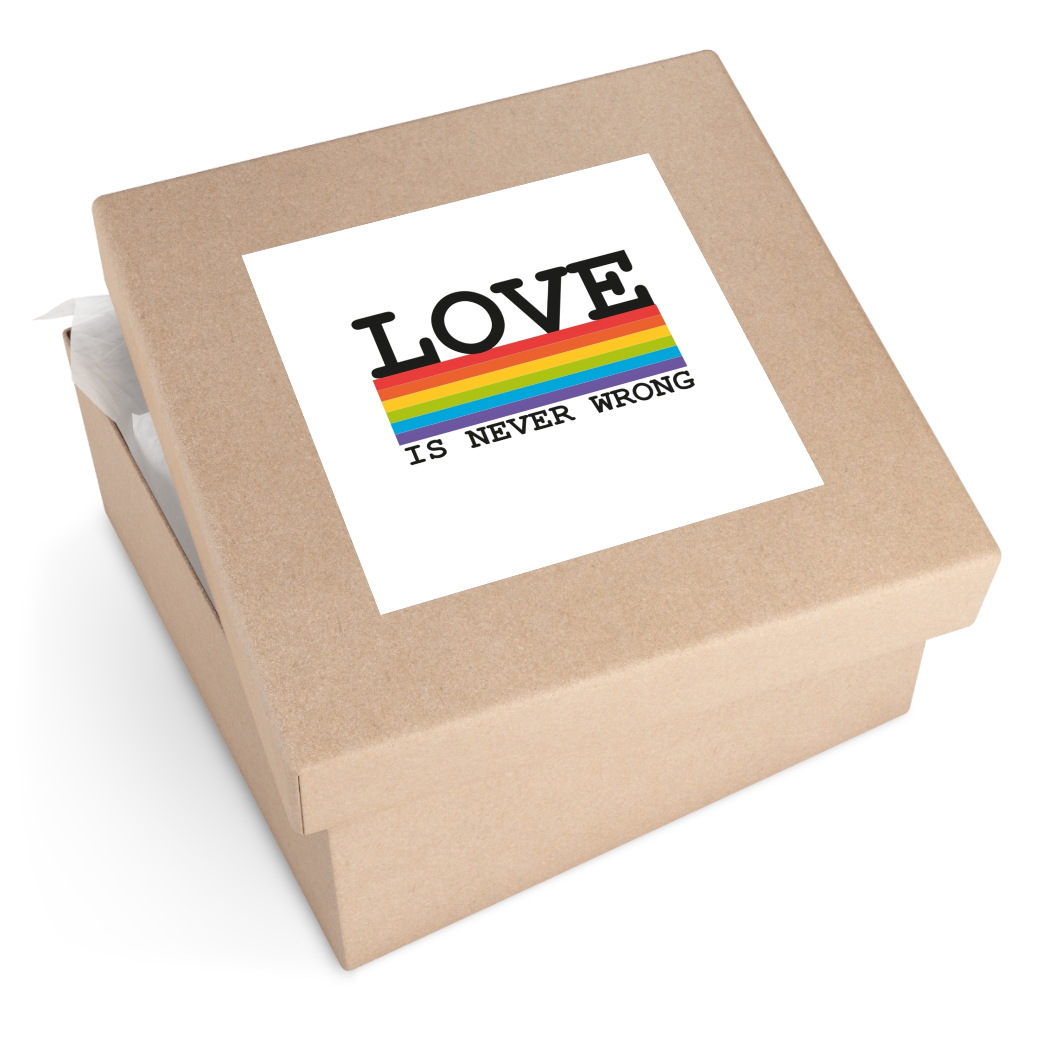 Lgbt Flag Rainbow With Lettering Love Is Never Wrong Lgbt Pride Month Laminate Stickers Square - Image 59