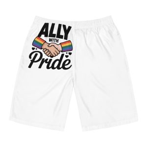 Ally With Pride T Shirt Design Isolated White Background Mens Board Shorts Aop