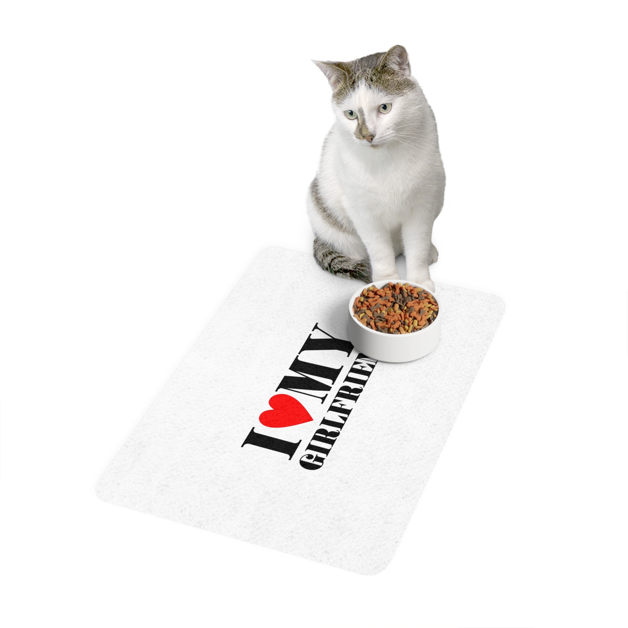 I Love My Girlfriend Typography Slogan T Shirt Printing Tee Graphic Design Vector Illustration Pet Food Mat 12x18 - Image 3