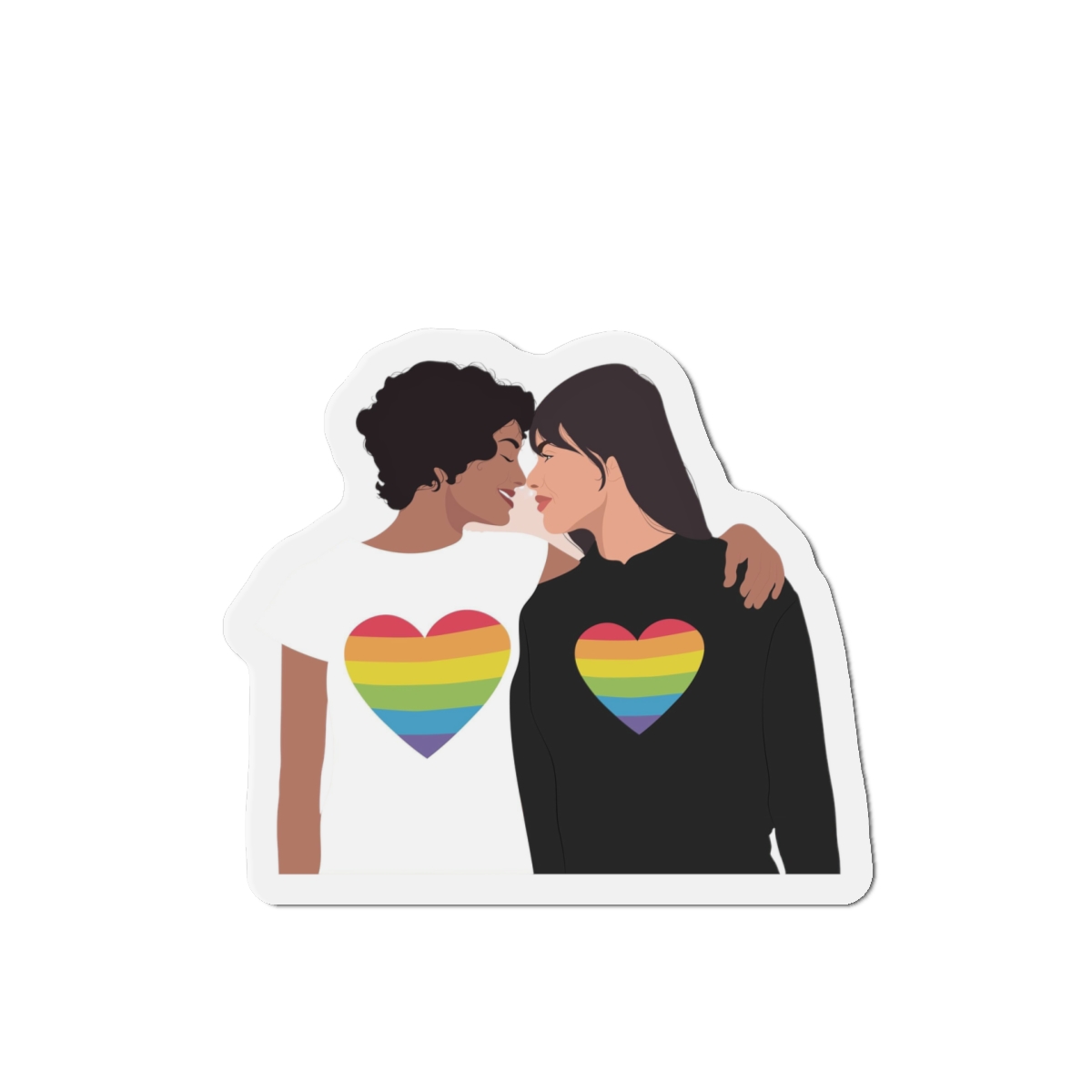 Embracing Lgbt Couple Couple Girls Love Smiling Each Other Die Cut Magnets - Image 10