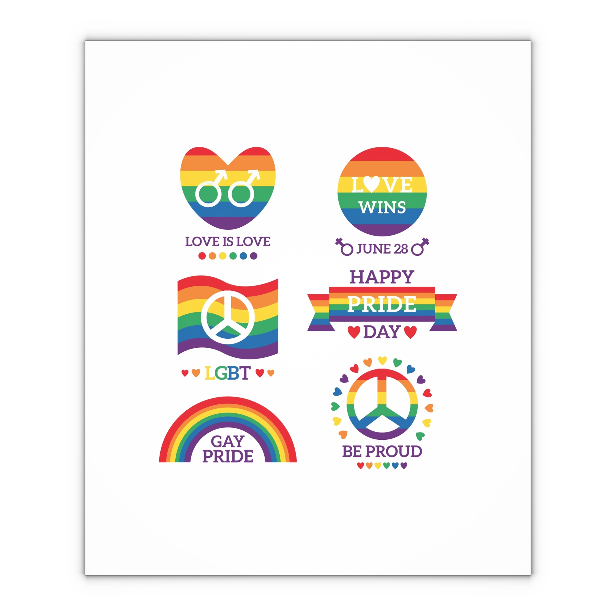 Pride Day Badges Illustration Set Gift Wrapping Paper Sheets 1pc - Image 4