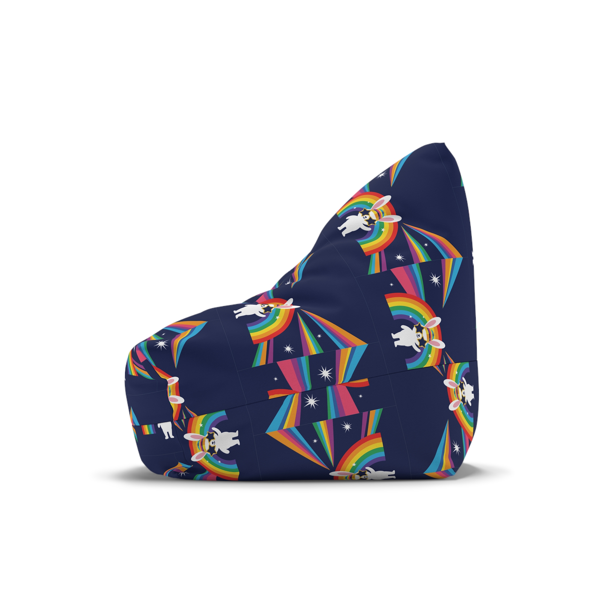Happy Bunny With Rainbow Stars Bean Bag Chair Cover - Image 4