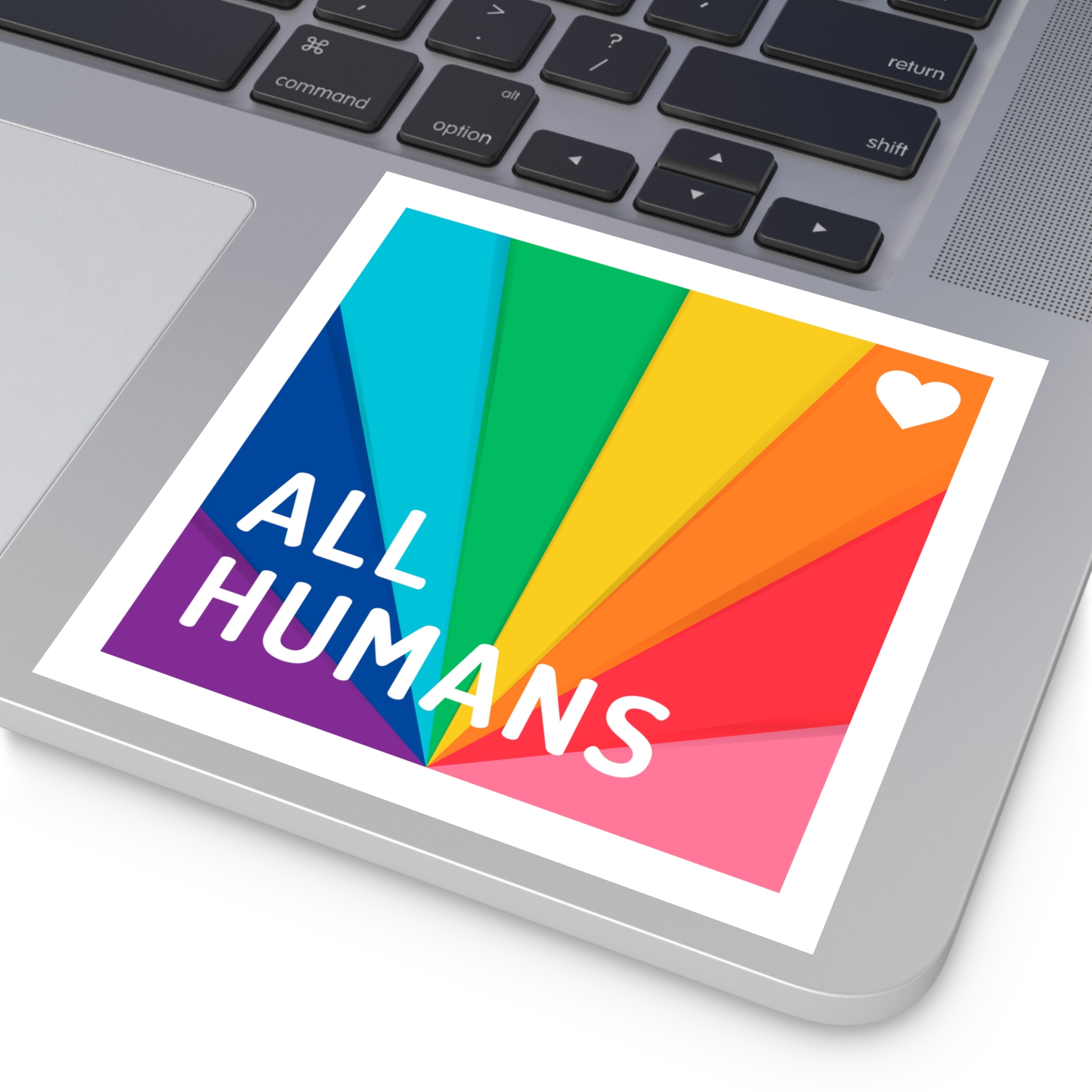 Rainbow Colored Background With All Humans Concept Pride Month Laminate Stickers Square - Image 39