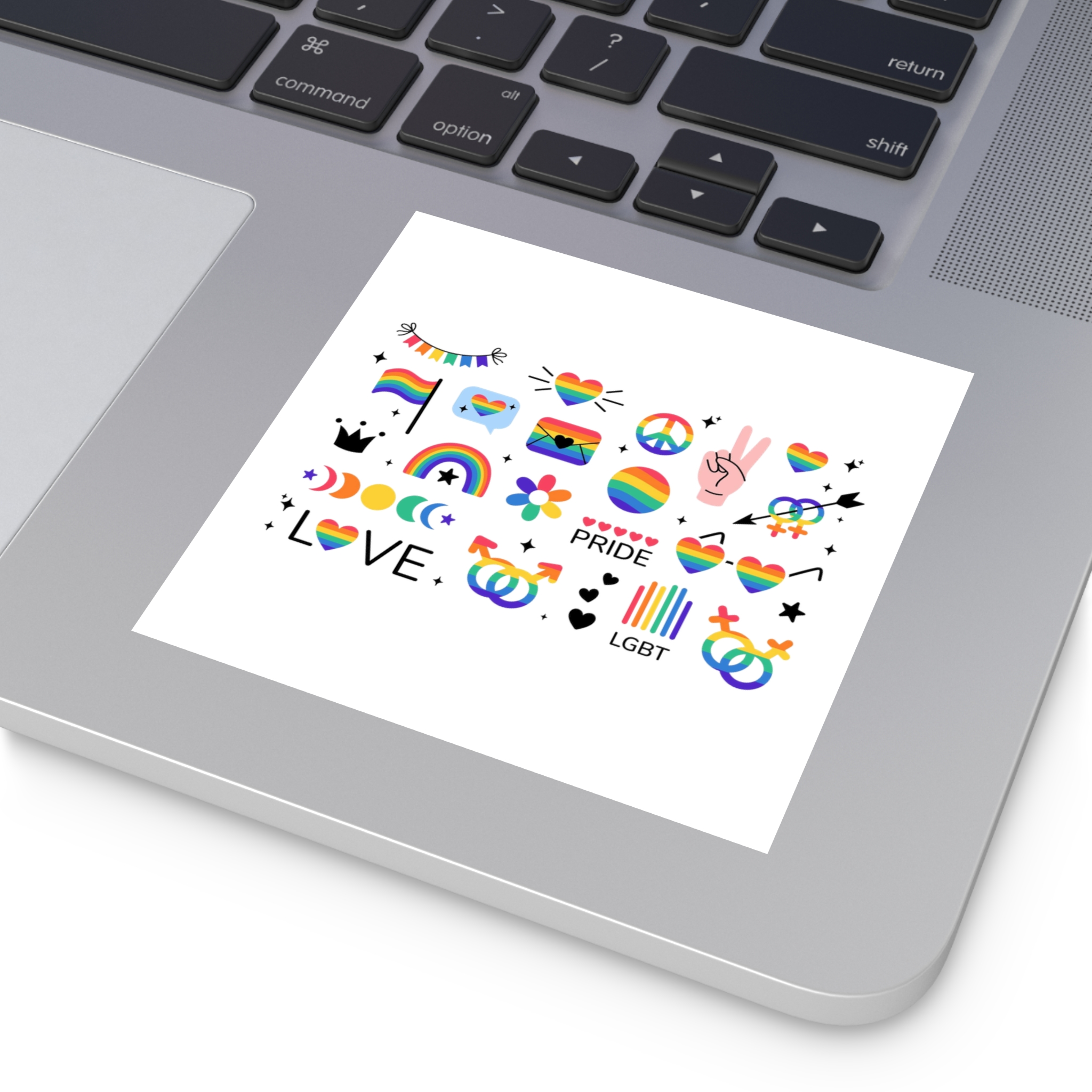 Lgbt Stickers Pack Doodle Style Lgbtq Set Lgbt Pride Community Symbols Rainbow Colored Element Laminate Stickers Square - Image 19